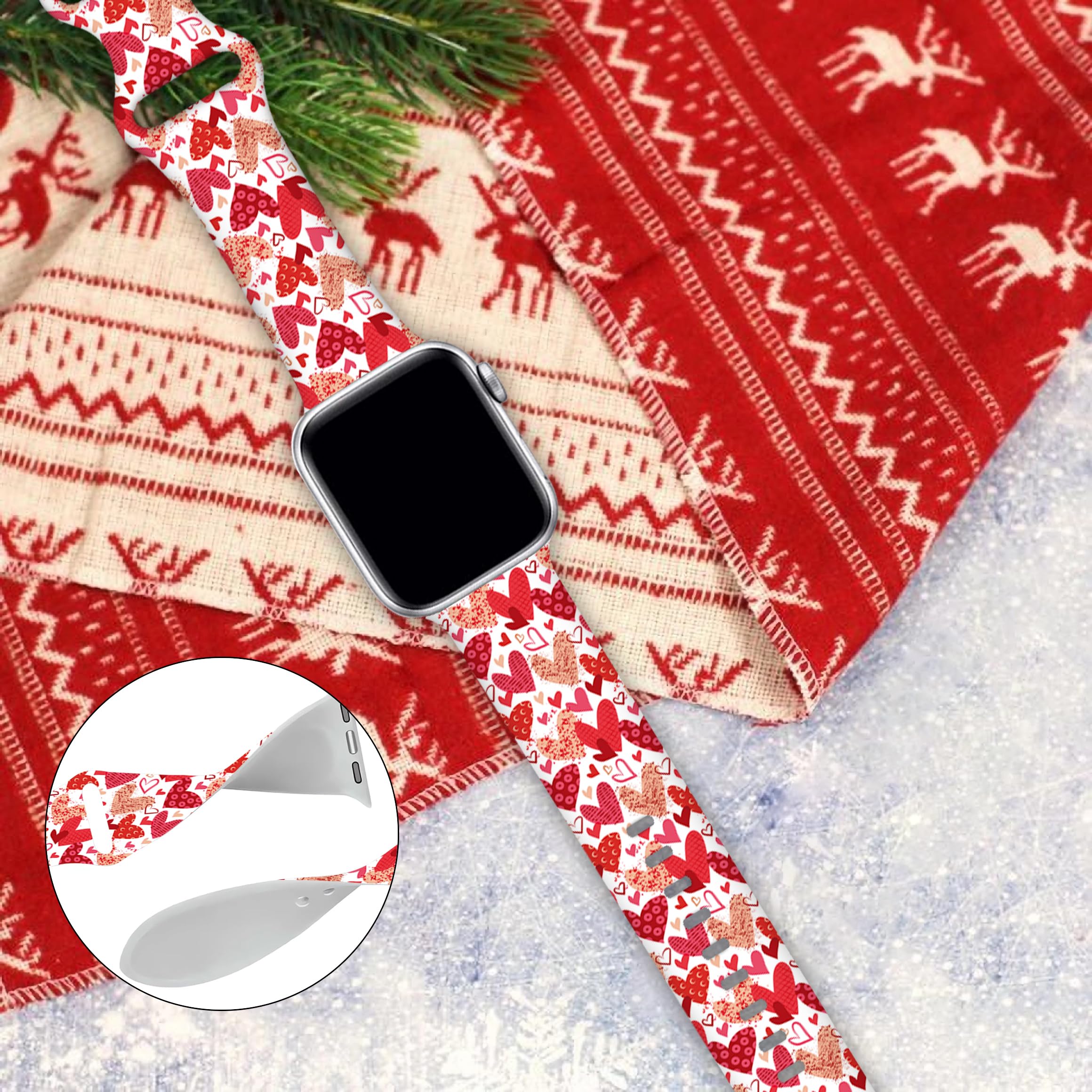 Bacdoilq Valentines Watch Band Love Heart Smartwatch Band Compatible With Watch 38Mm 40Mm 41Mm Soft Silicone Strap Replacement F