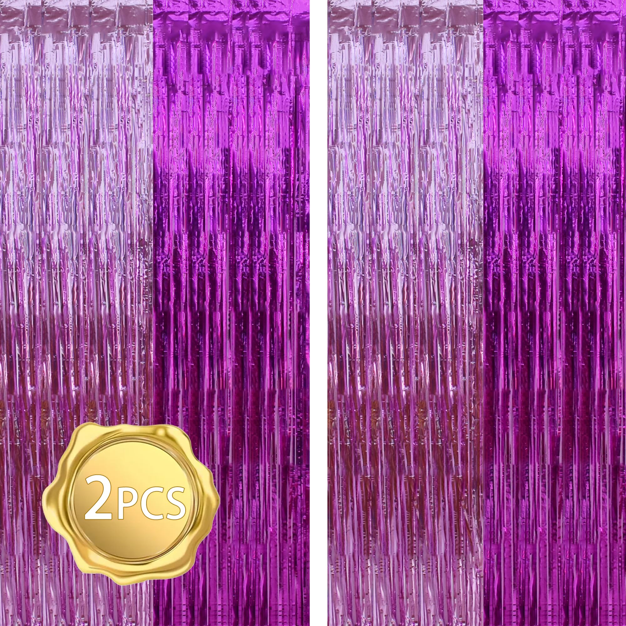 Beishida 2Pcs Hot Pink Pink Door Streamer Hot Pink Backdrop Foil Fringe Tinsel Girls Hot Girls Curtains Backdrops For Birthday B