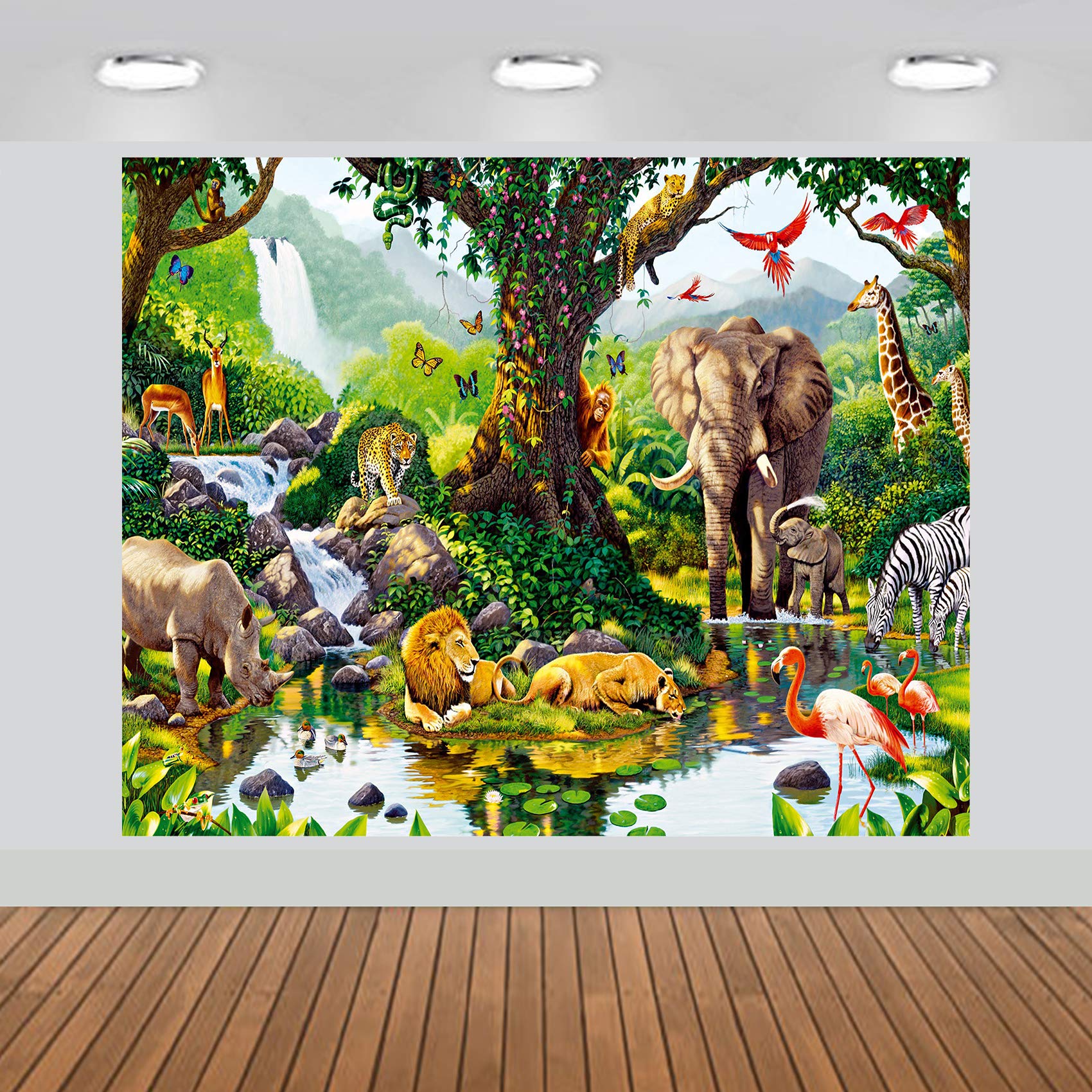 Tropical Rain Forest Jungle Adventure Scenic Backdrop Large Banner Photography Studio Fabric Background Photobooth Prop 7X6Feet