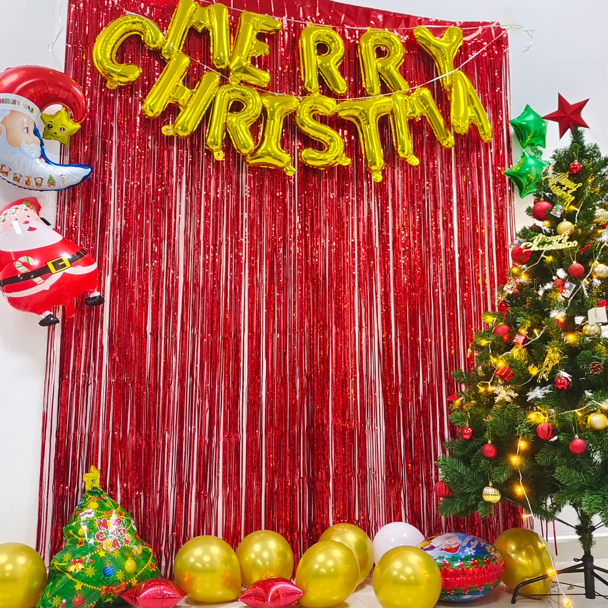 Braveshine Tinsel Foil Fringe Curtains   2 Pack 3.2 X 8.2 Ft Metallic Photo Booth Streamer Backdrops For Birthdays Fiestas Melon