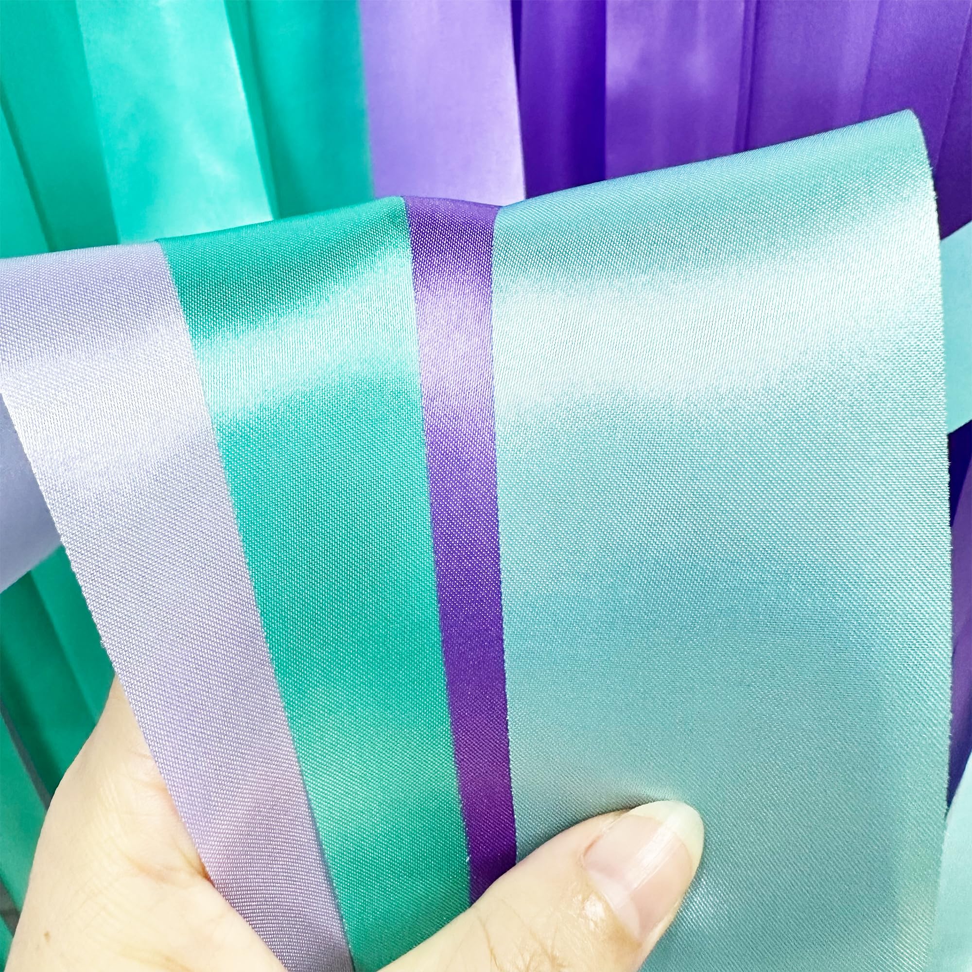 Mermaid Party Decorations Purple Teal Streamer Backdrop 197 Ft  1.97'' Wide Satin Ribbon Fringe Hanging Garland For Mermaid Birt