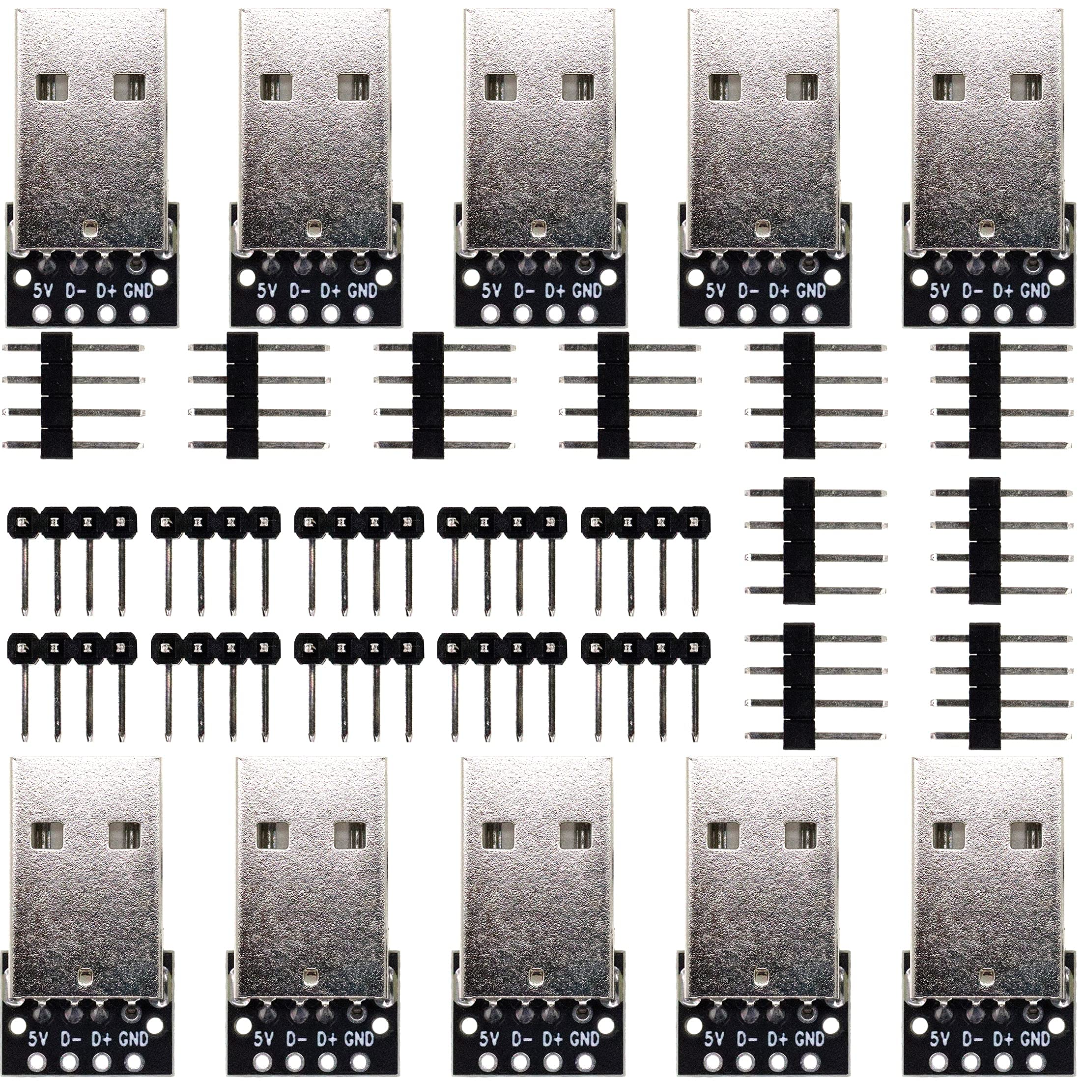 Whiteeeen 10Pcs Usb Type A Male Breakout Board Adapter 4 Pin 2.54Mm Pitch Breakout Adapter