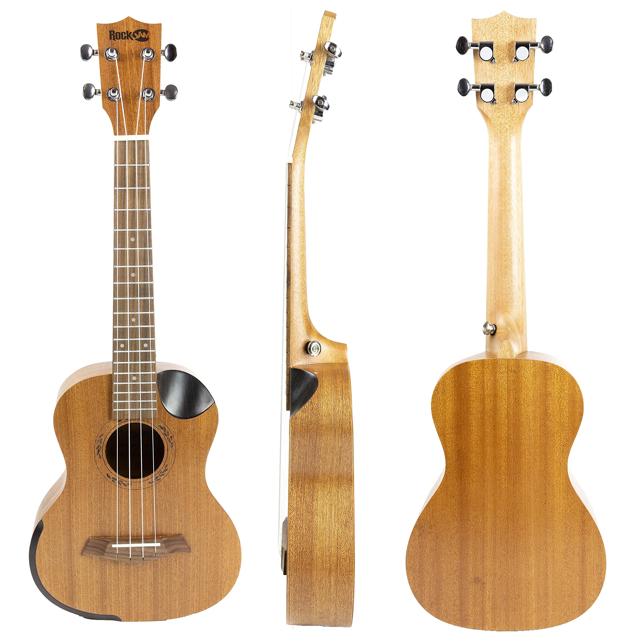 Rockjam Premium Concert Ukulele Kit With Tuner, Gig Bag, Strap, Picks & Spare Strings, 4, Right, Natural, Full (Rjuk 712C N)