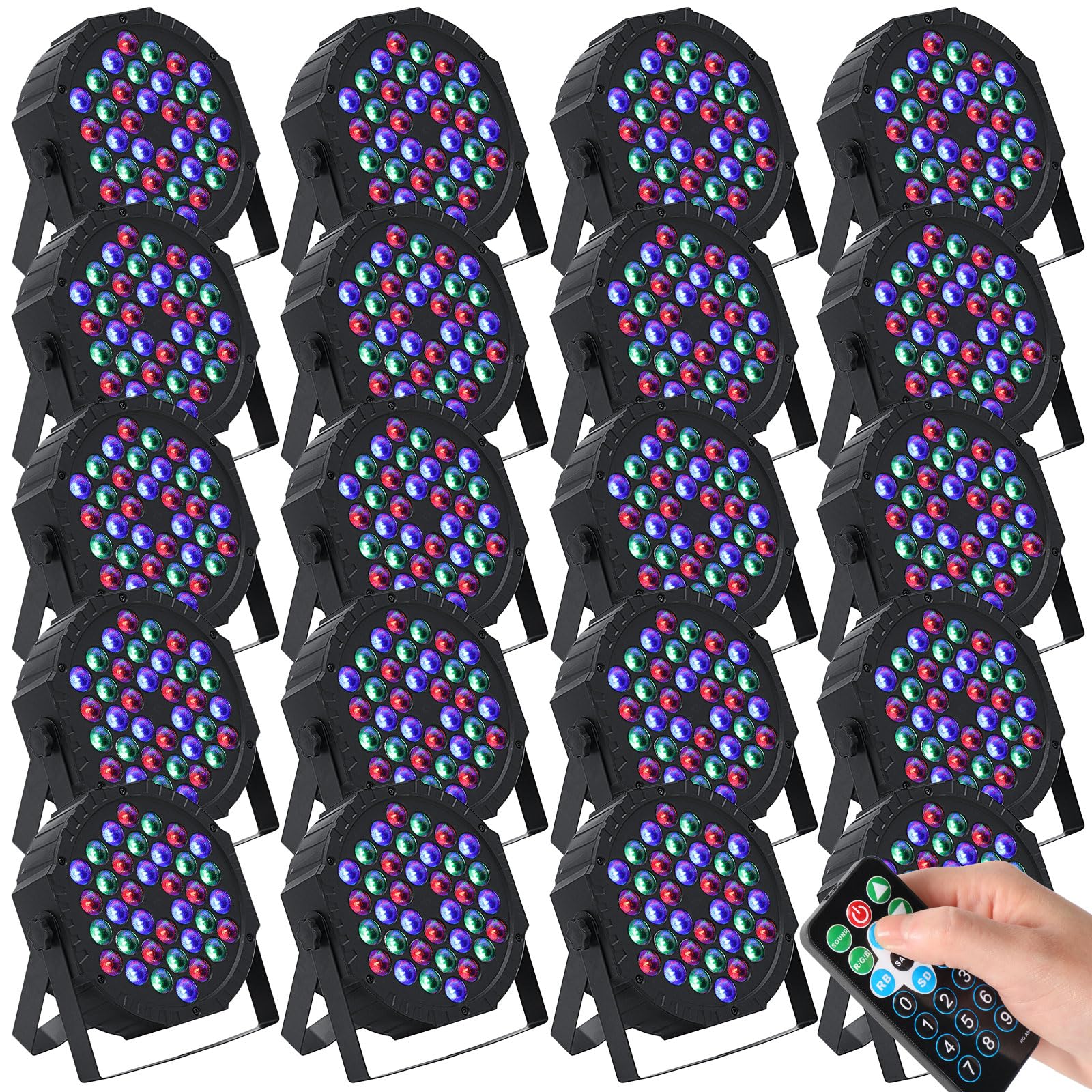 Handepo 20 Pcs 36 LED Par Lights DJ Stage Light 7 Channel Par Lighting for Stage with Remote Control and DMX Control Sound Activ