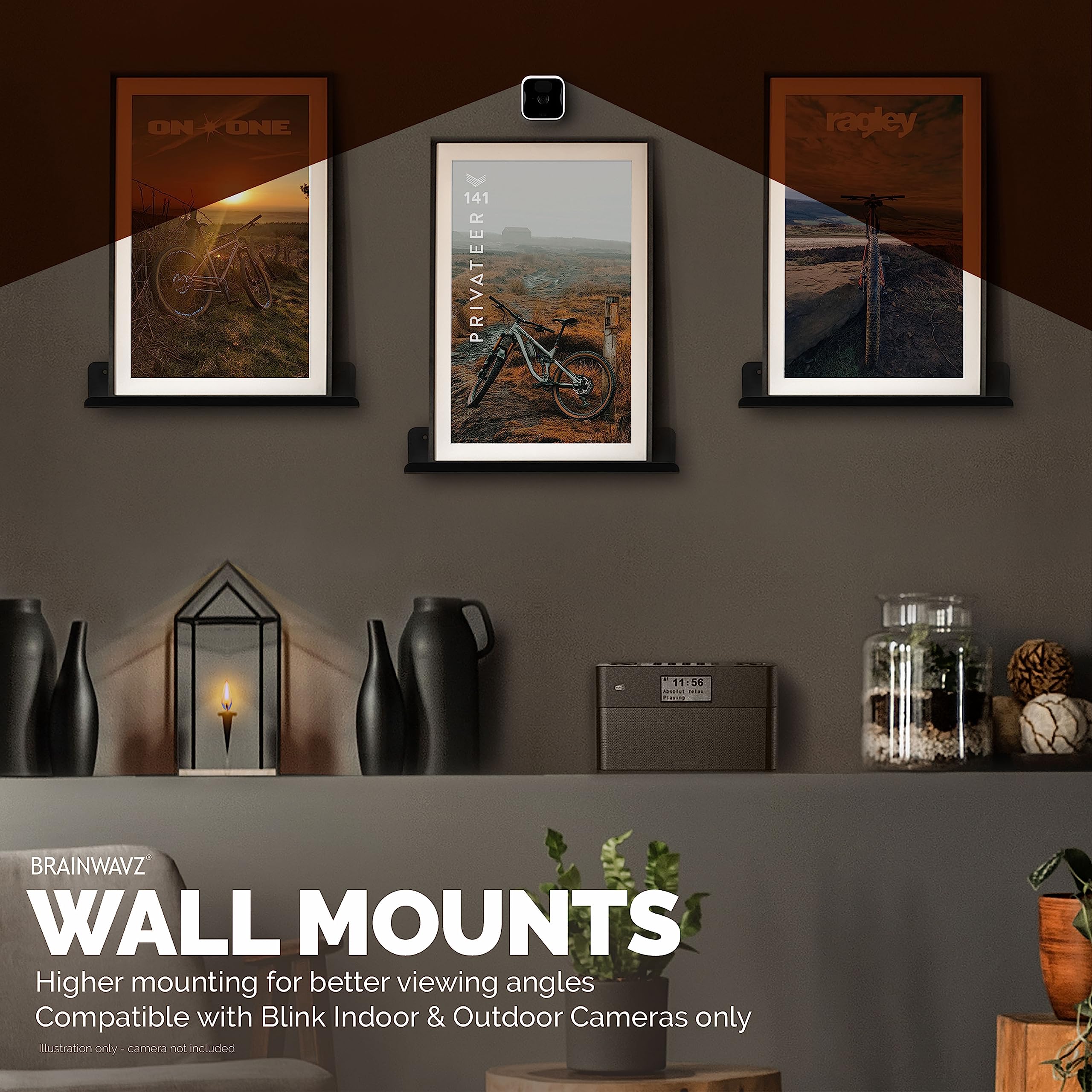 Brainwavz Adhesive Blink Outdoor Indoor Camera Mount (3Rd Gen), 2 Pack Holder, No Hassle Installation, No Screws, No Mess Bracke