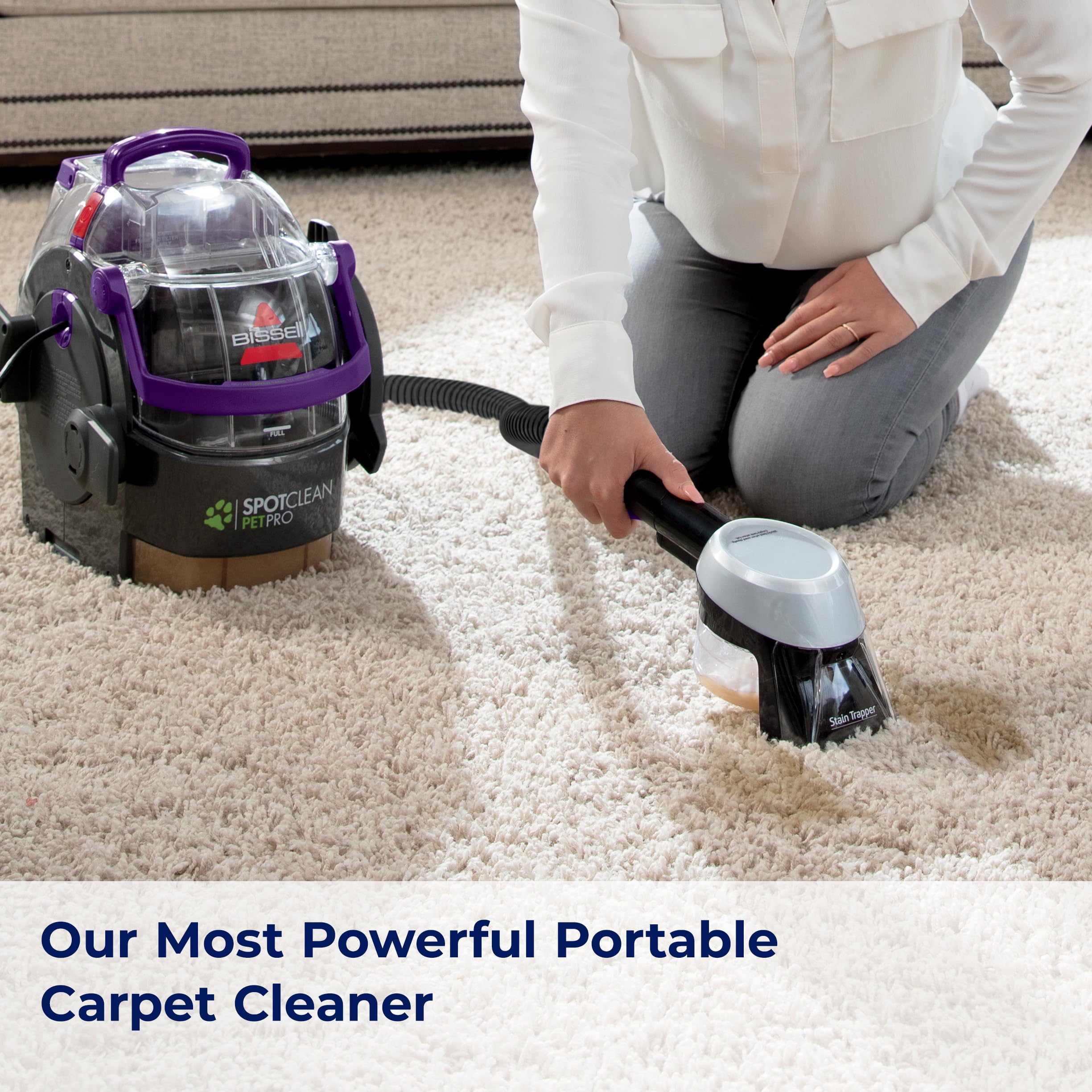 Bissell Spotclean Pet Pro Portable Carpet Cleaner, 2458, Grapevine Purple, Black, Large