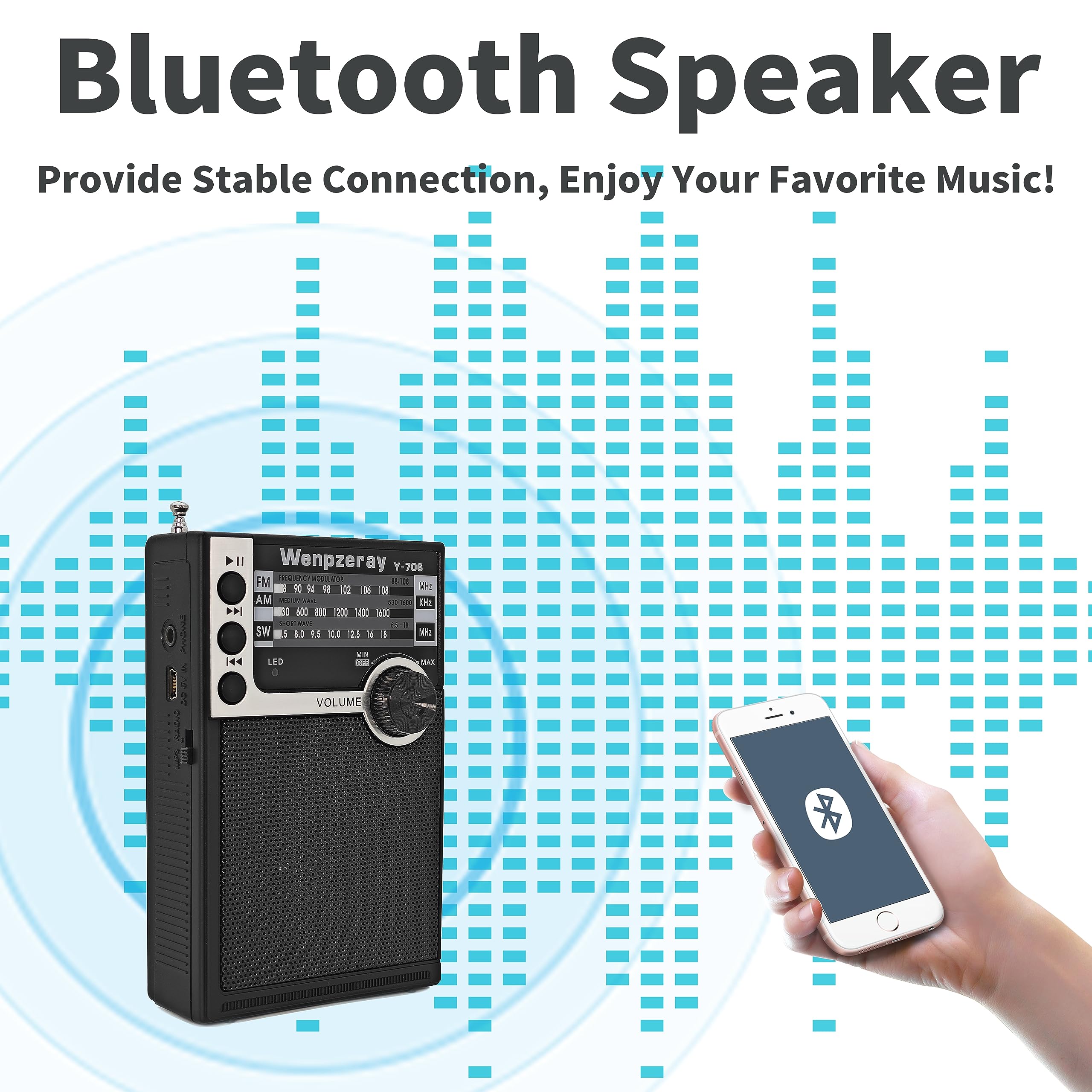 Wenpzeray Y 706 Portable Pocket Radio Am Fm Sw Band Receiver Battery Operated Transistor With Good Loud Sound Small Speaker Supp