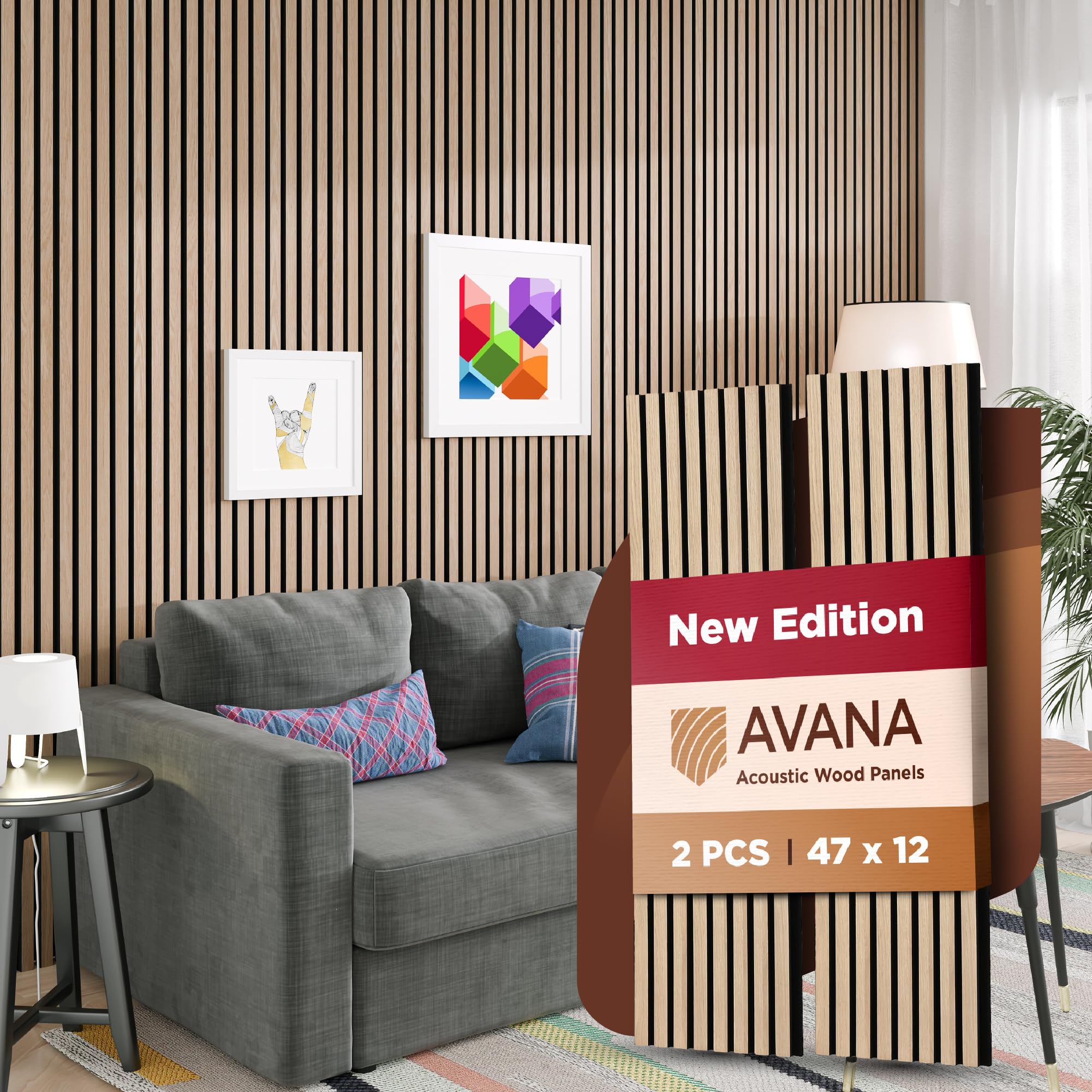 Avana Modern Acoustic Wood Wall Panels   47.2 X 12.6 Inch White Oak Acoustic Panels 2 Pcs   Wall Panels For Interior Wall Decor