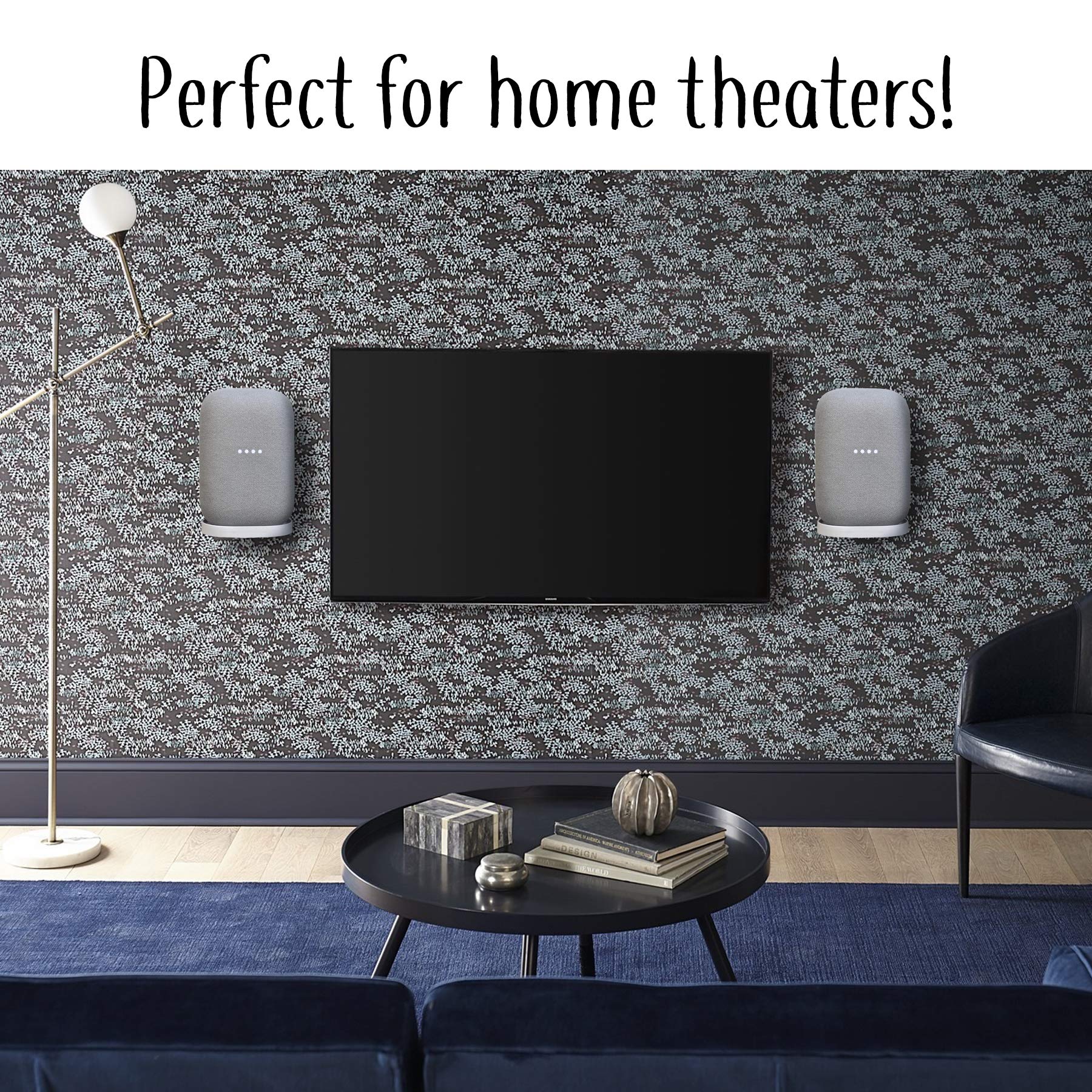 Mount Genie Affordable Essentials Wall Mount Hanger Stand For Nest Audio (White, 1-Pack): Screw And Screwless Install Options, T