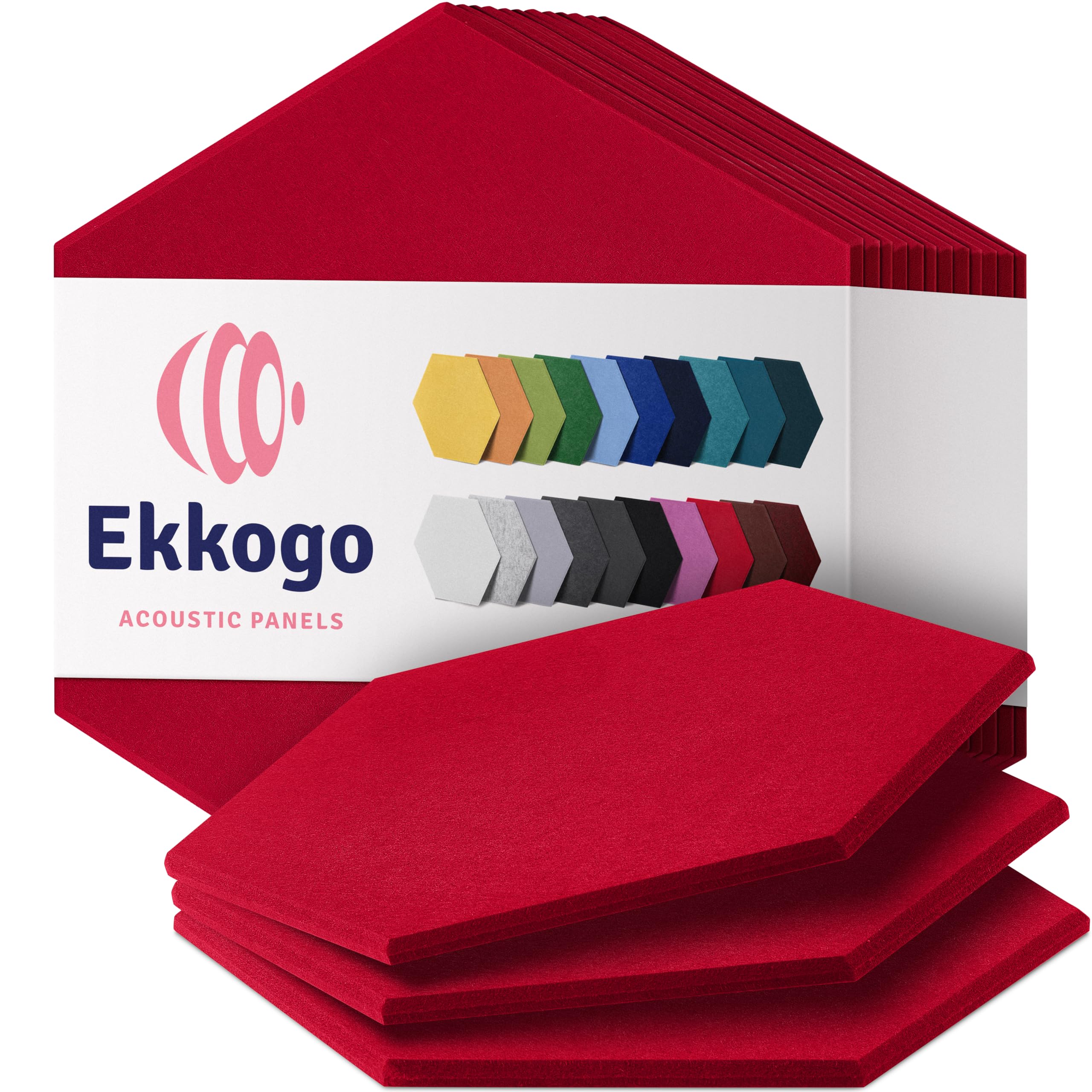 Ekkogo Acoustic Panels 12 Pack Soundproof Wall Panels 14''X13''X0.4'' Sound Panels High Density Sound Dampening Panels   [Candy 