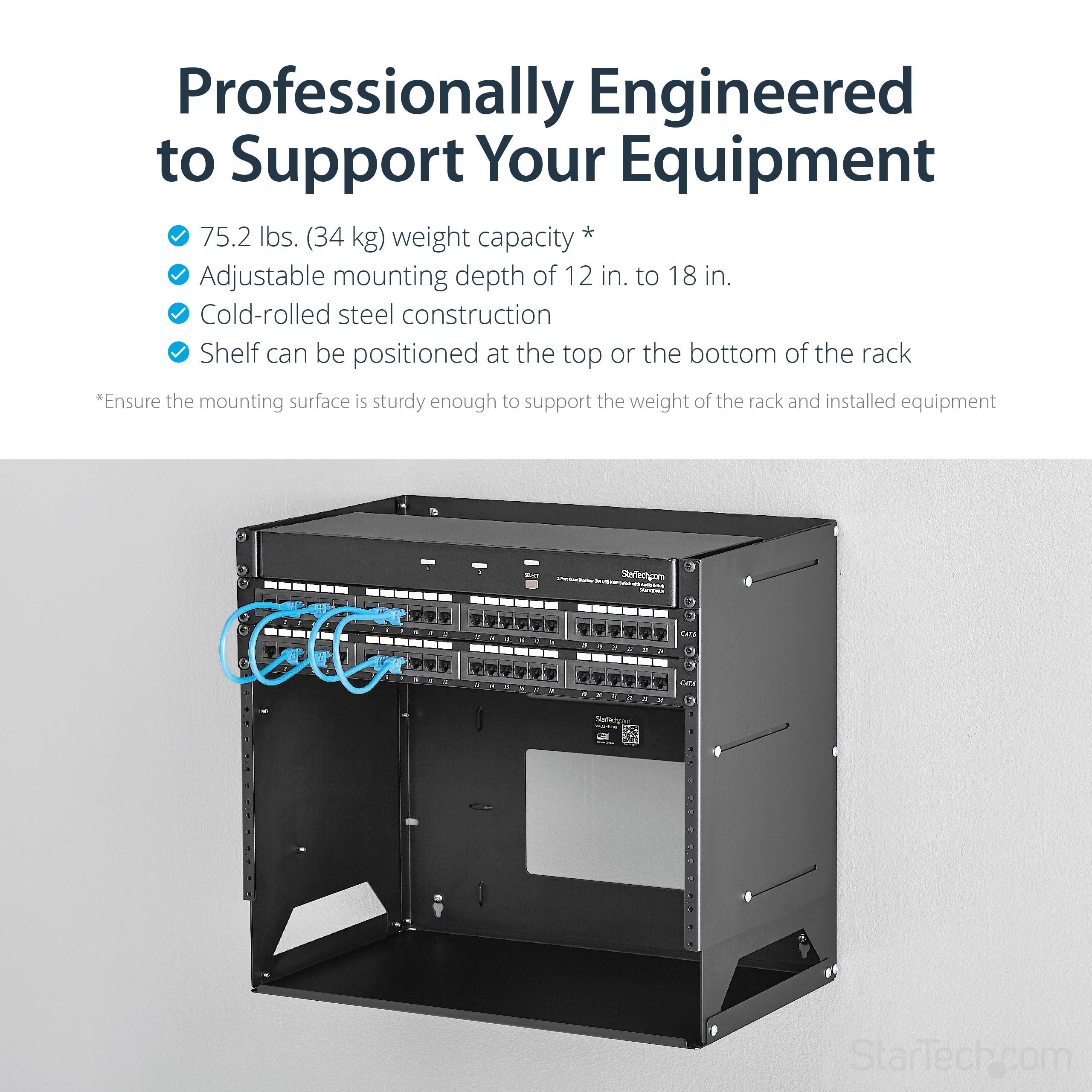 8u Rack Frame Startech.Com 2 Post 8U Open Frame Wall Mount Network Rack With Built I ...