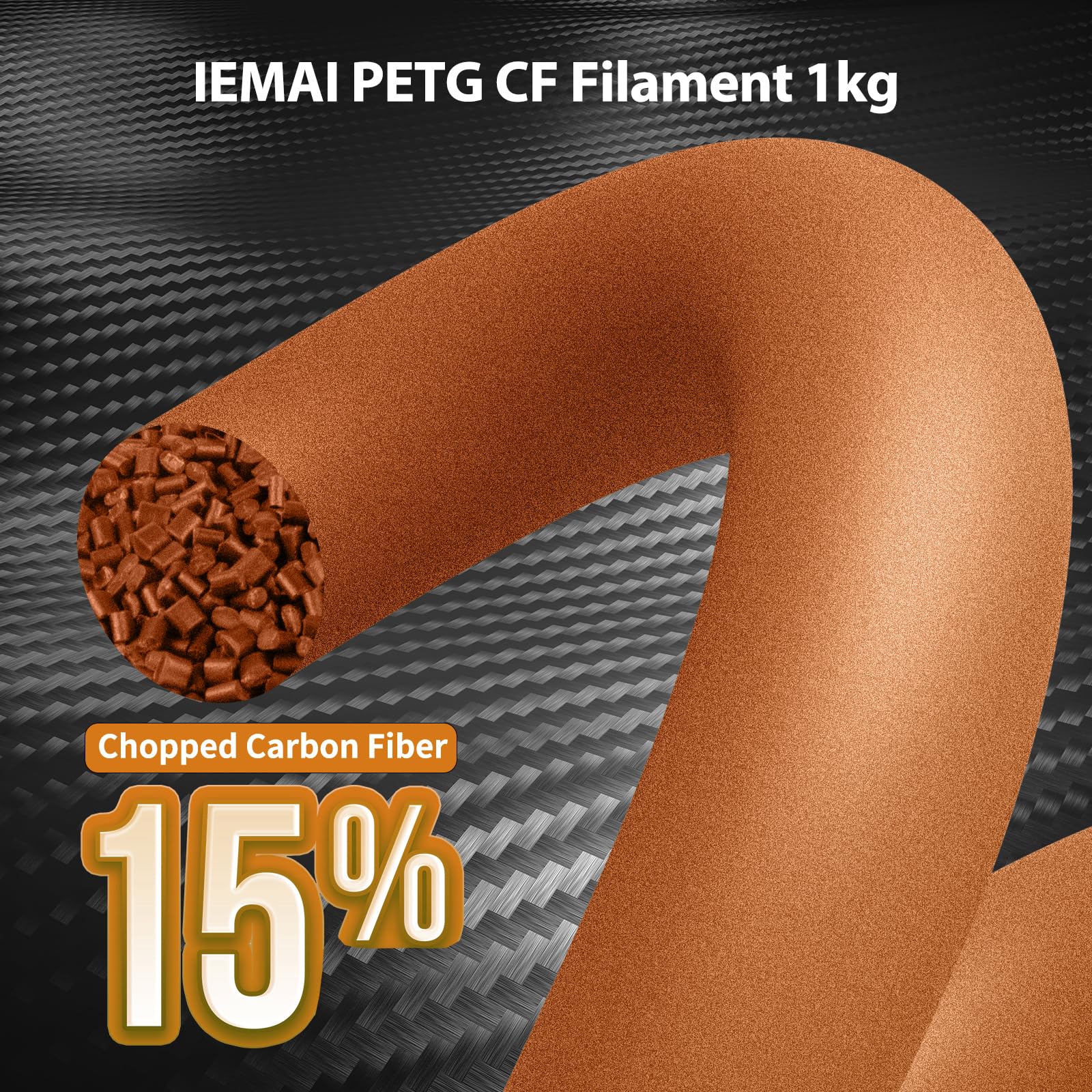 Iemai Carbon Fiber Petg Filament, Matte Orange 3D Printer Filament, Carbon Fiber Filament 1.75Mm 1Kg(2.2Lbs) Spool, Dimensional