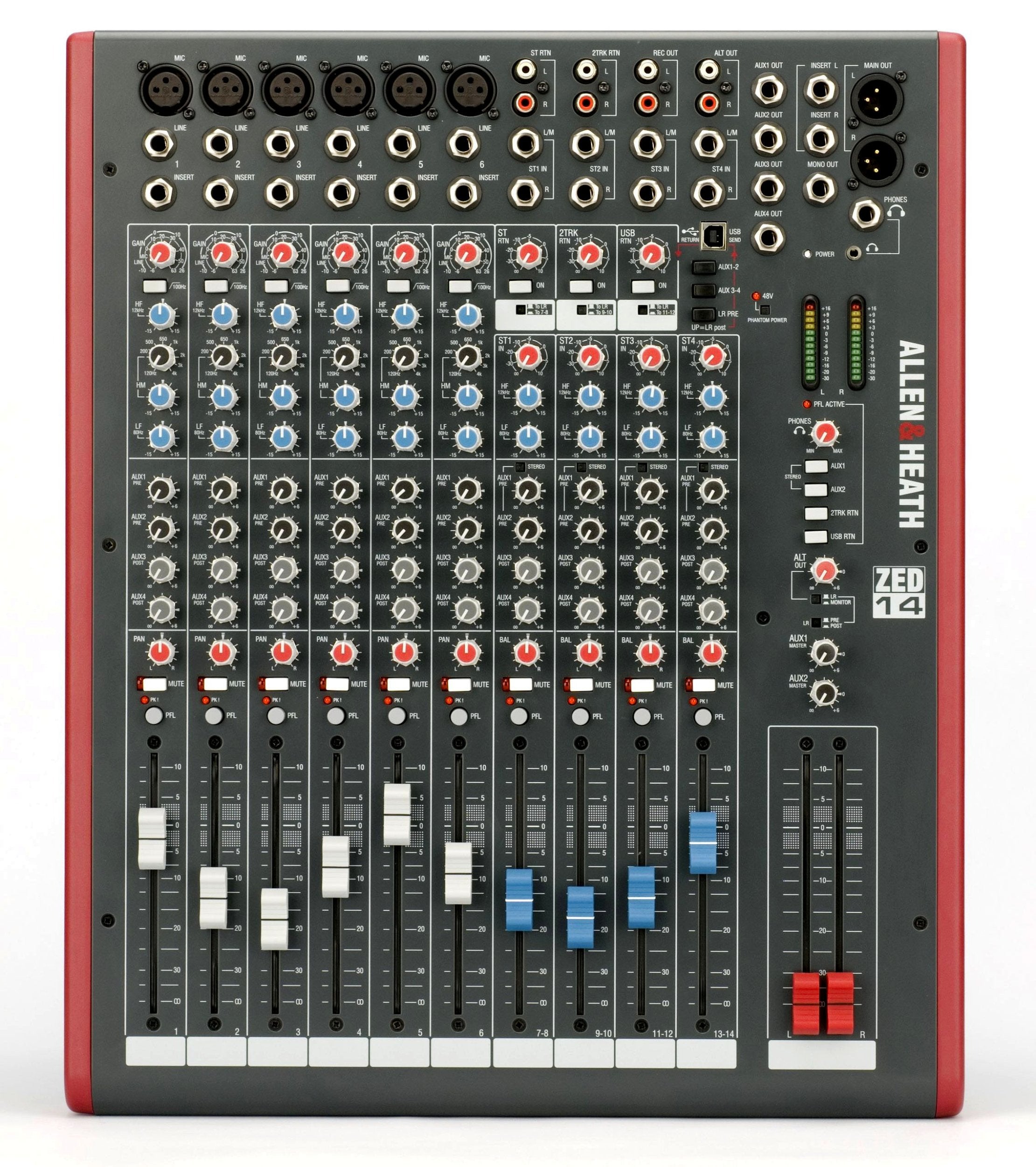 Allen & Heath Zed 14   14 Channel Touring Quality Mixer With Usb I/O (Ah Zed 14),Grey/Red