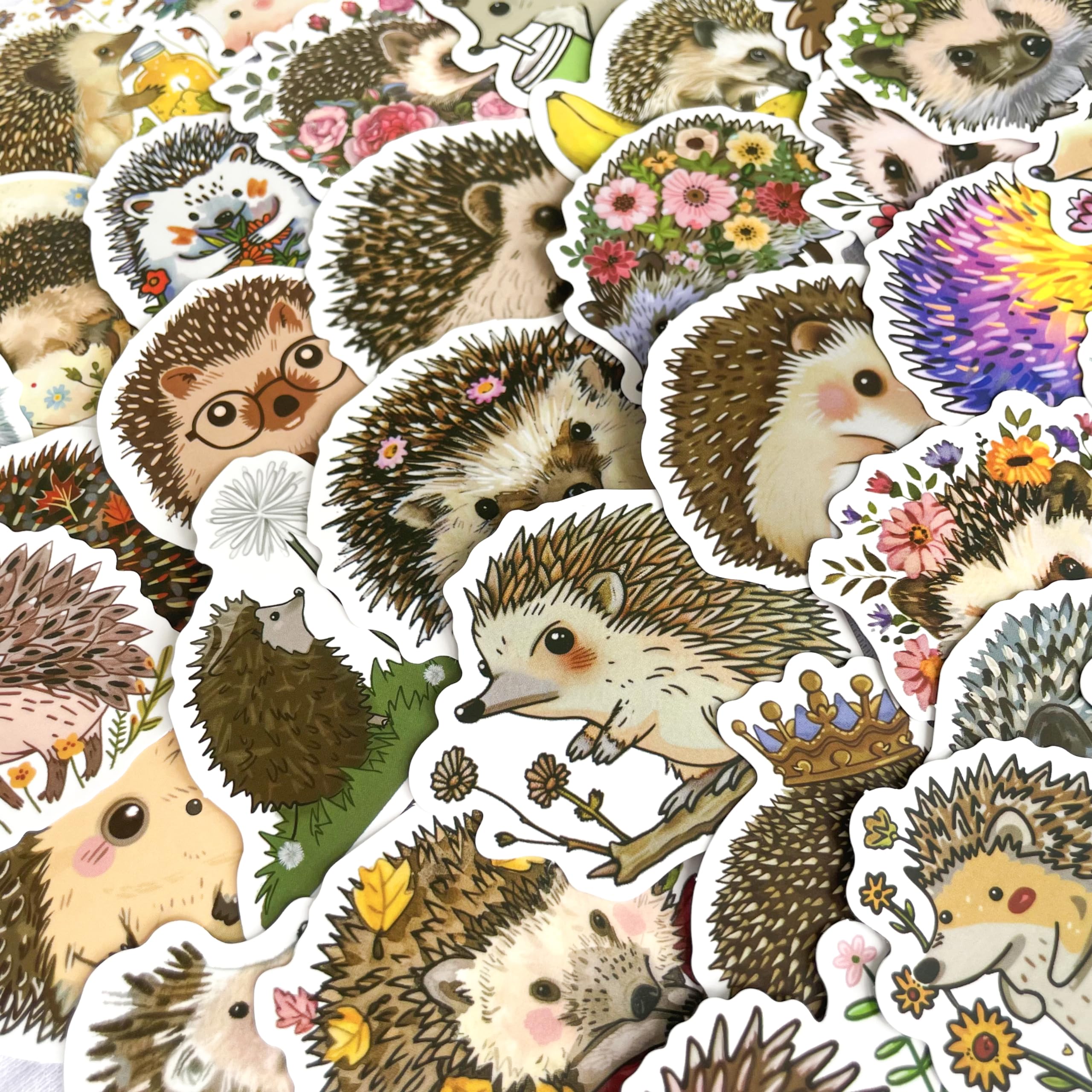 Yoksas Cute Hedgehog Stickers   50Pcs Waterproof Vinyl Kawaii Hedgehog Little Animal Stickers For Water Bottles, Laptops, Phone,
