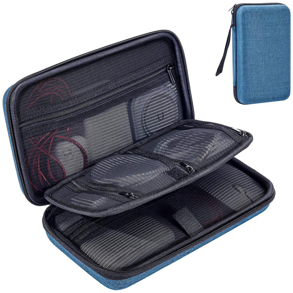 Procase Large Hard Travel Electronic Organizer Case For Macbook Power Adapter Chargers Cables Tech Organizer Hard Drive Usb Flash Disk Sd Card Portable Electronics Accessories Bag  Navy