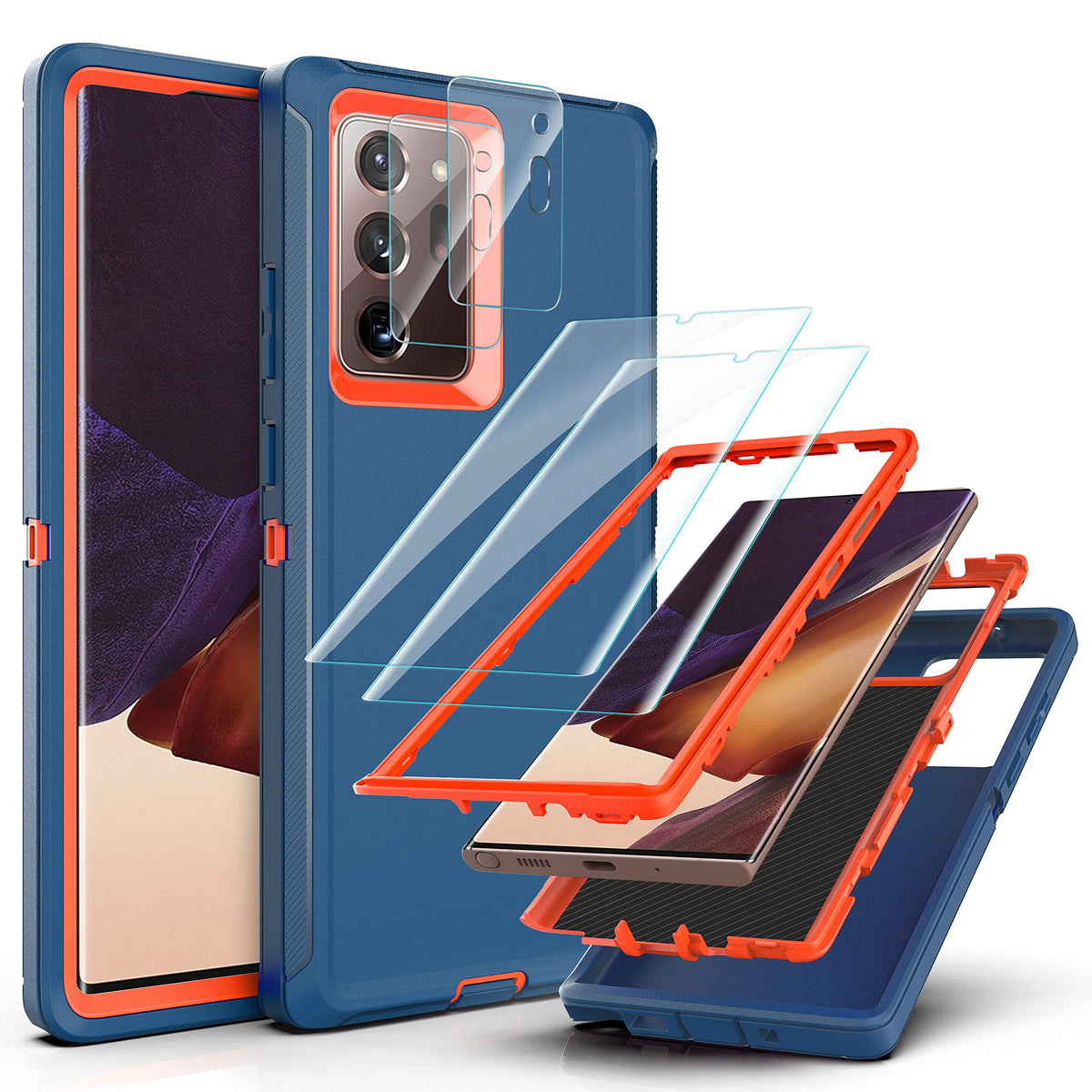 Note 20 Ultra Case With Self Healing Flexible Tpu Film[2 Pack] And Camera Lens Screen Protective Film[2 Pack],Ymhxcy Heavy Prote