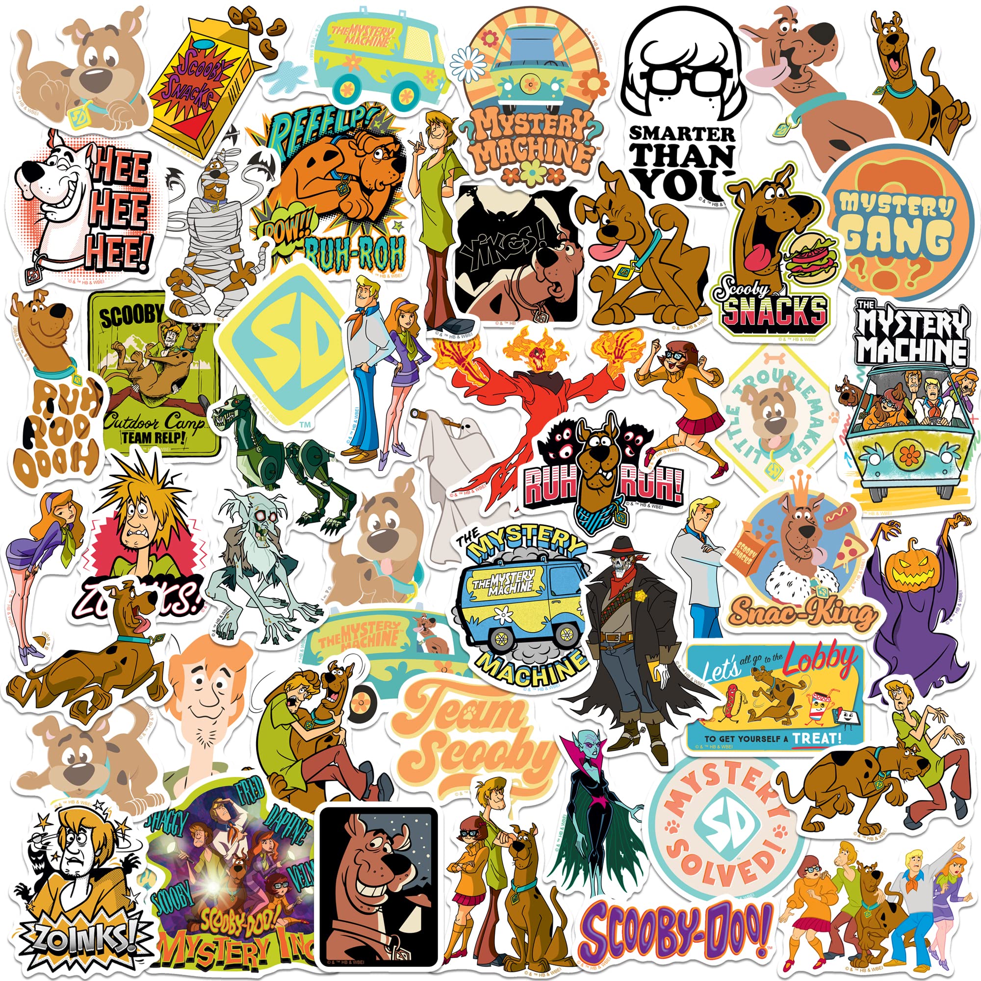 Scooby Doo! Variety 50Ct Sticker Pack Large Deluxe Stickers Variety Pack   Laptop, Water Bottle, Scrapbooking, Tablet, Skateboar