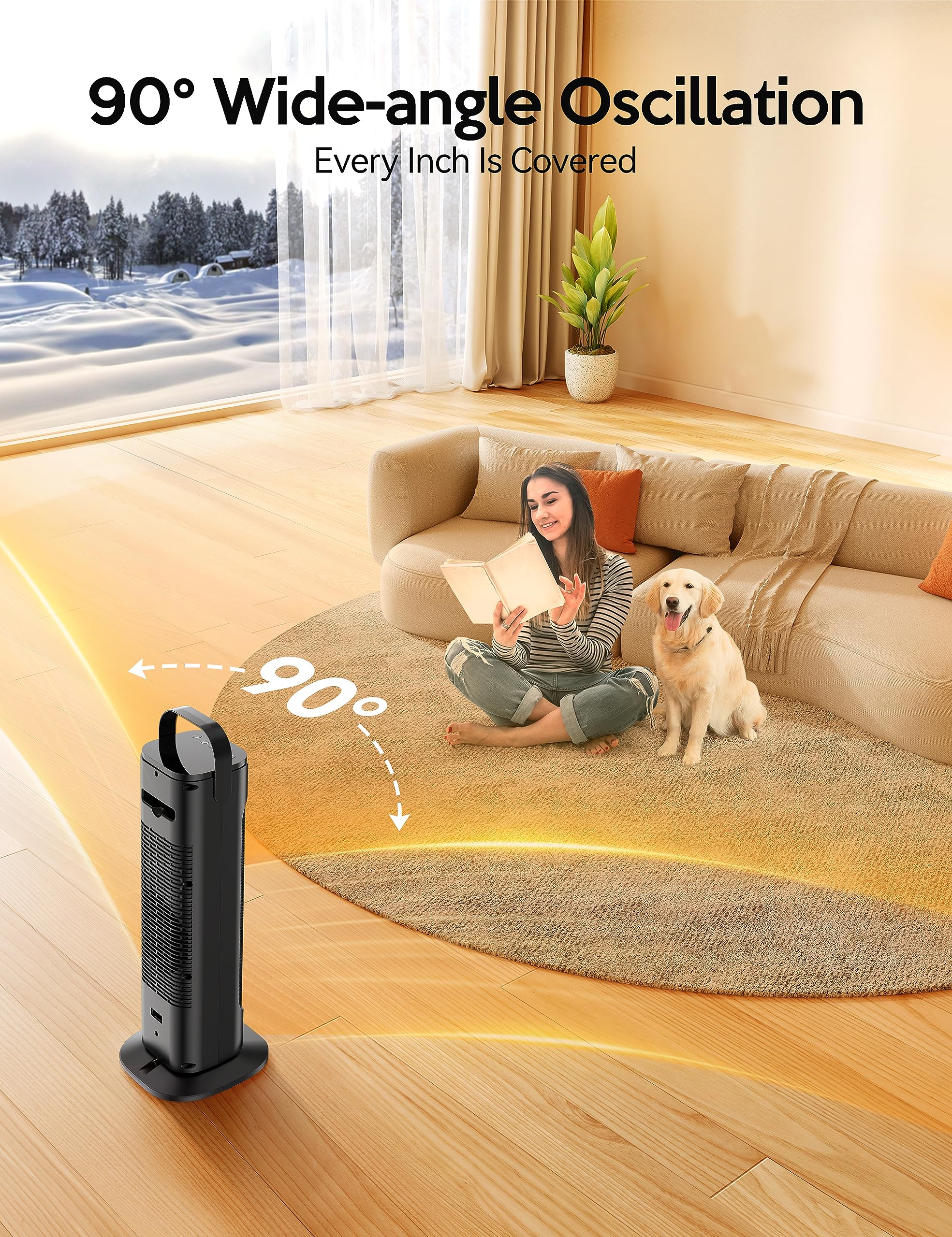 Vagkri 24    Space Heater For Indoor Use, Fast Ceramic Heater With Remote And Thermostat, 3 Modes, Overheating & Tip Over Protec