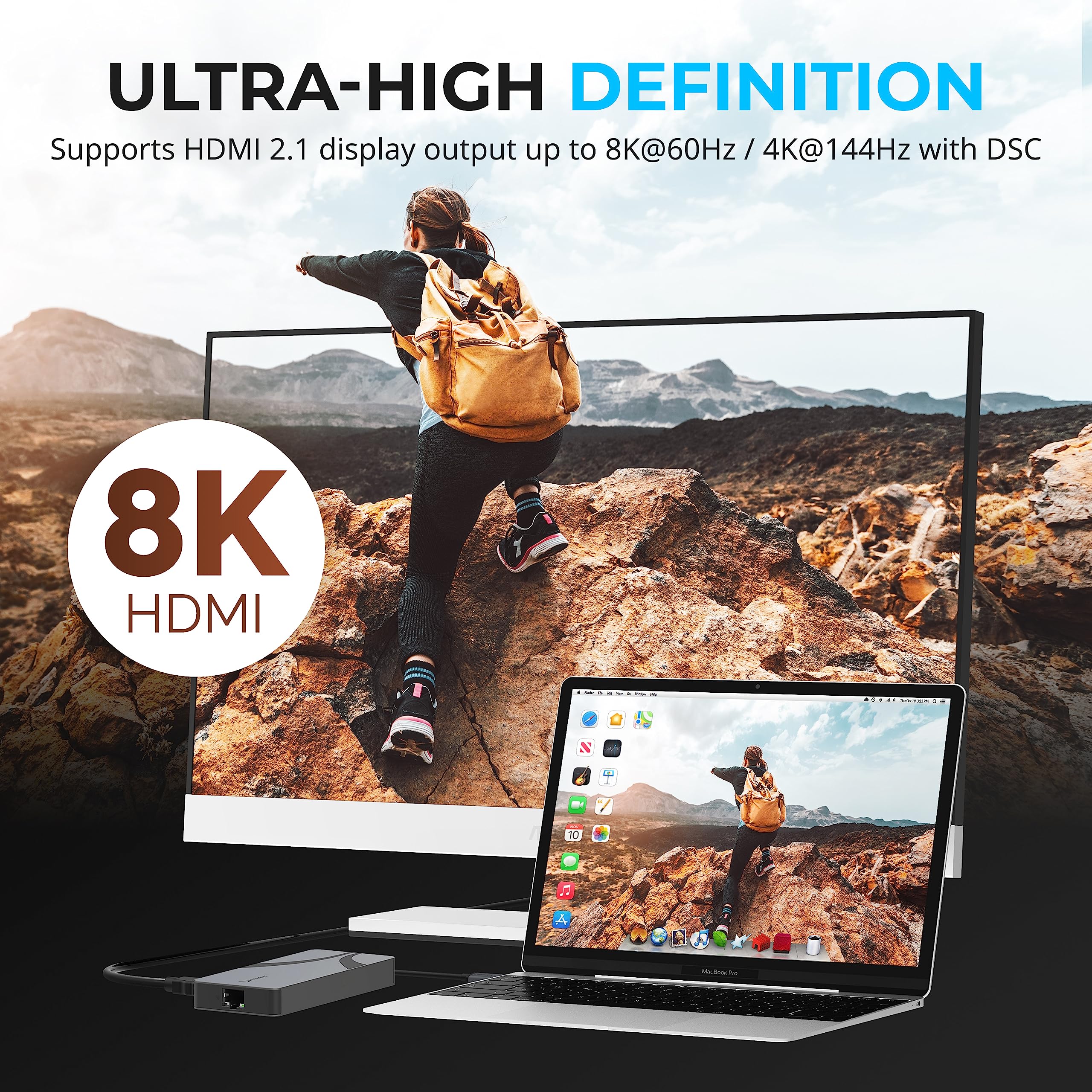 Sabrent Usb4 Hub, Travel Dock Hub With 2 Usb C Ports, 1 Usb A Port, Hdmi 2.1, 2.5Gbe And 85W Pd 3.0 [Hb U4Hp]