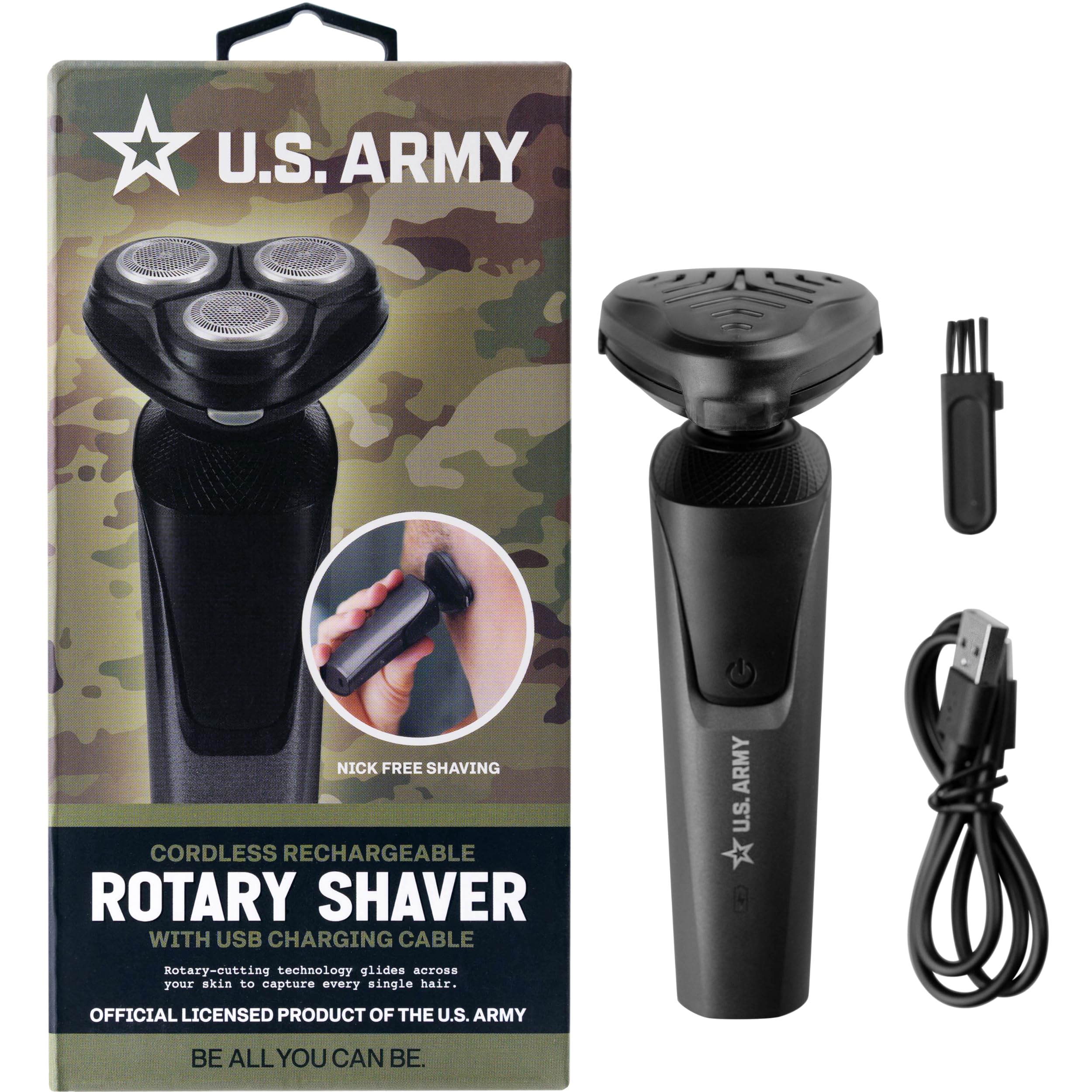 U.S. Army Electric Razor For Men, Rechargeable Cordless Rotary Shaver With Usb Charging Cable
