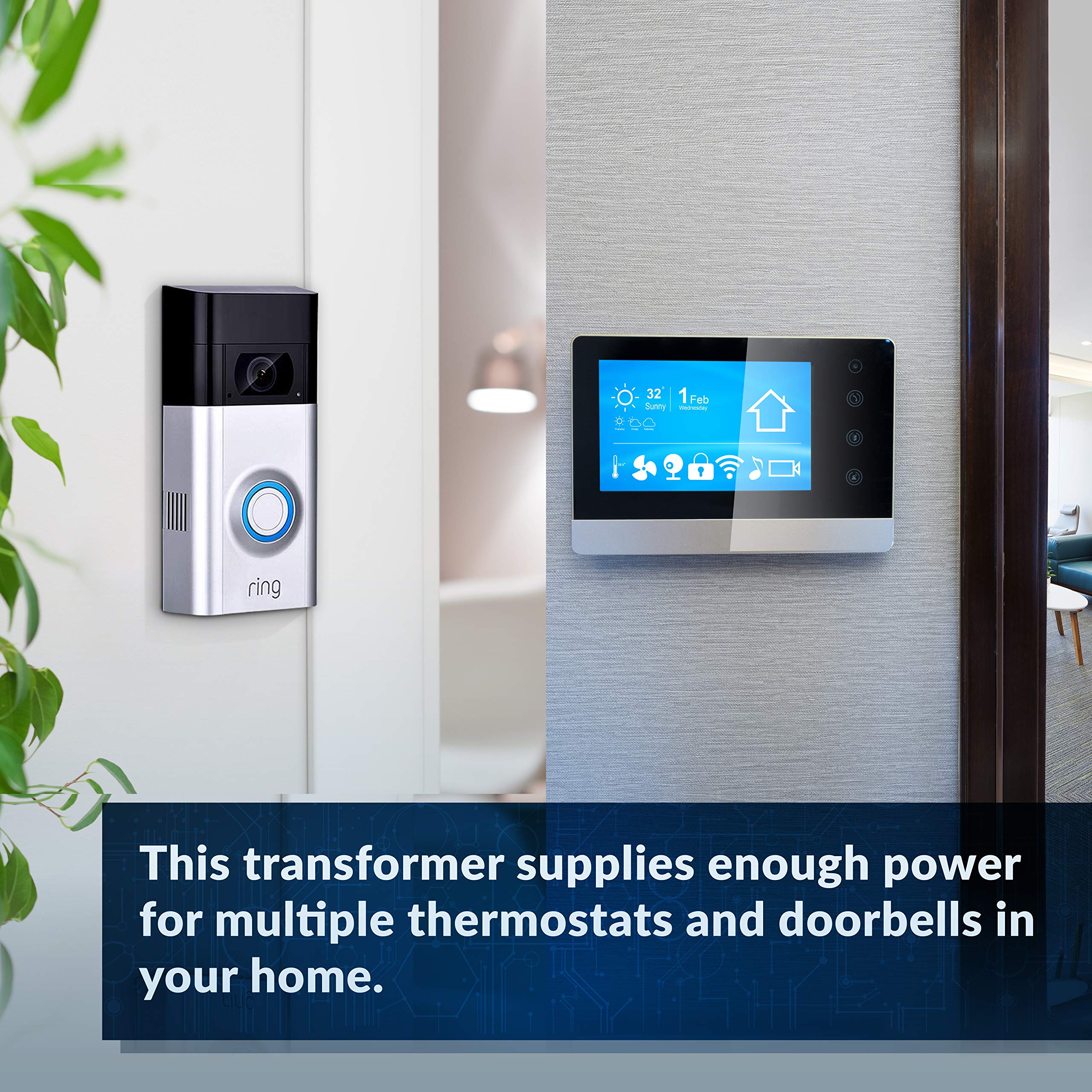 Newhouse Hardware 40Tr 24 Volt 40Va Wired Door Bell Transformer For Powering Multiple Smart Doorbells And Thermostats, Gold