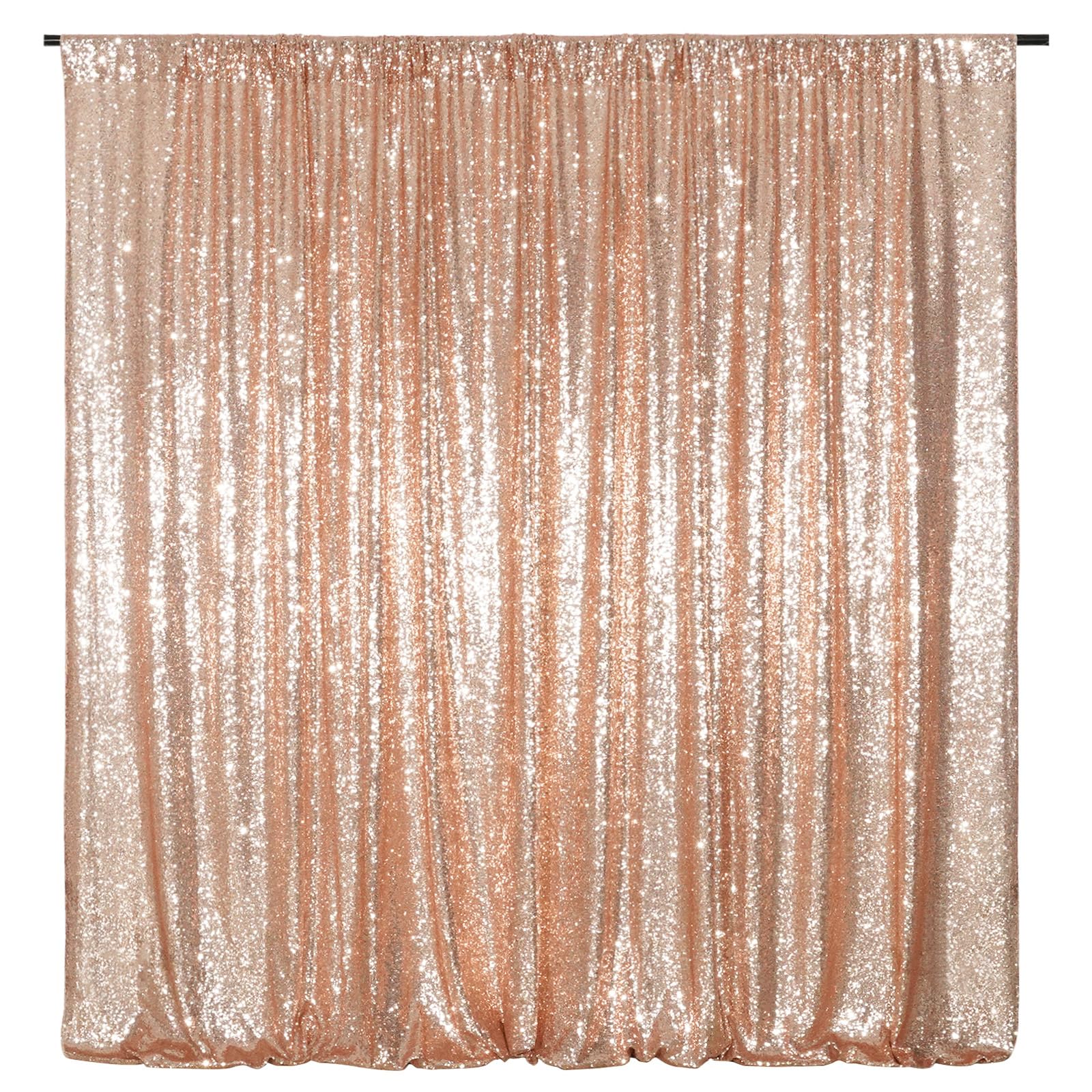 Poise3Ehome Sequin Backdrop Curtain, 10Ft X 10Ft Rose Gold Glitter Photography Background Curtains, Sequence Xmas Thanksgiving B