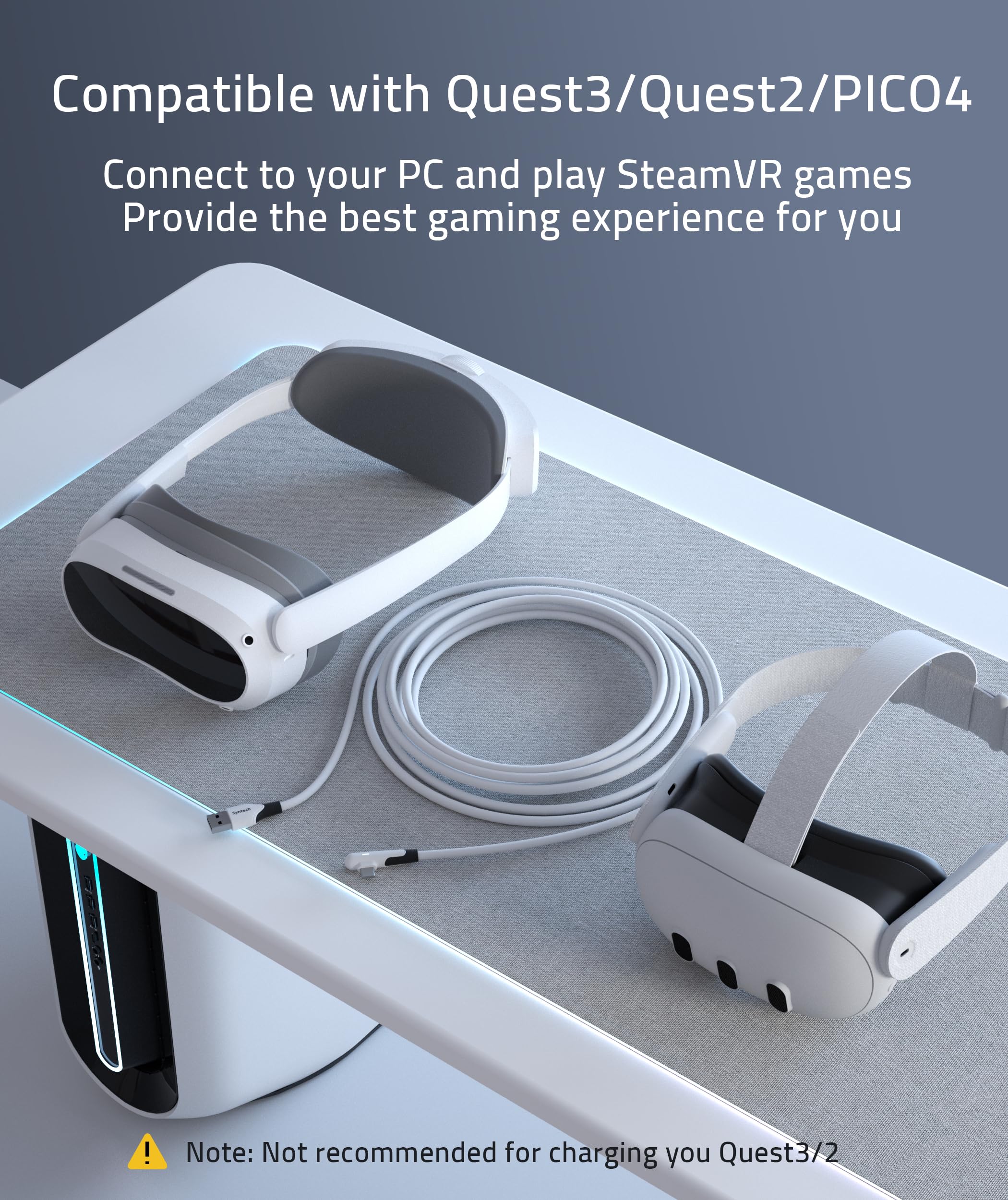 Syntech Link Cable 20Ft Compatible With Meta/Oculus Quest 3/Quest 2/Pro/Pico 4 Accessories Vr Headset, High Speed Data Transfer