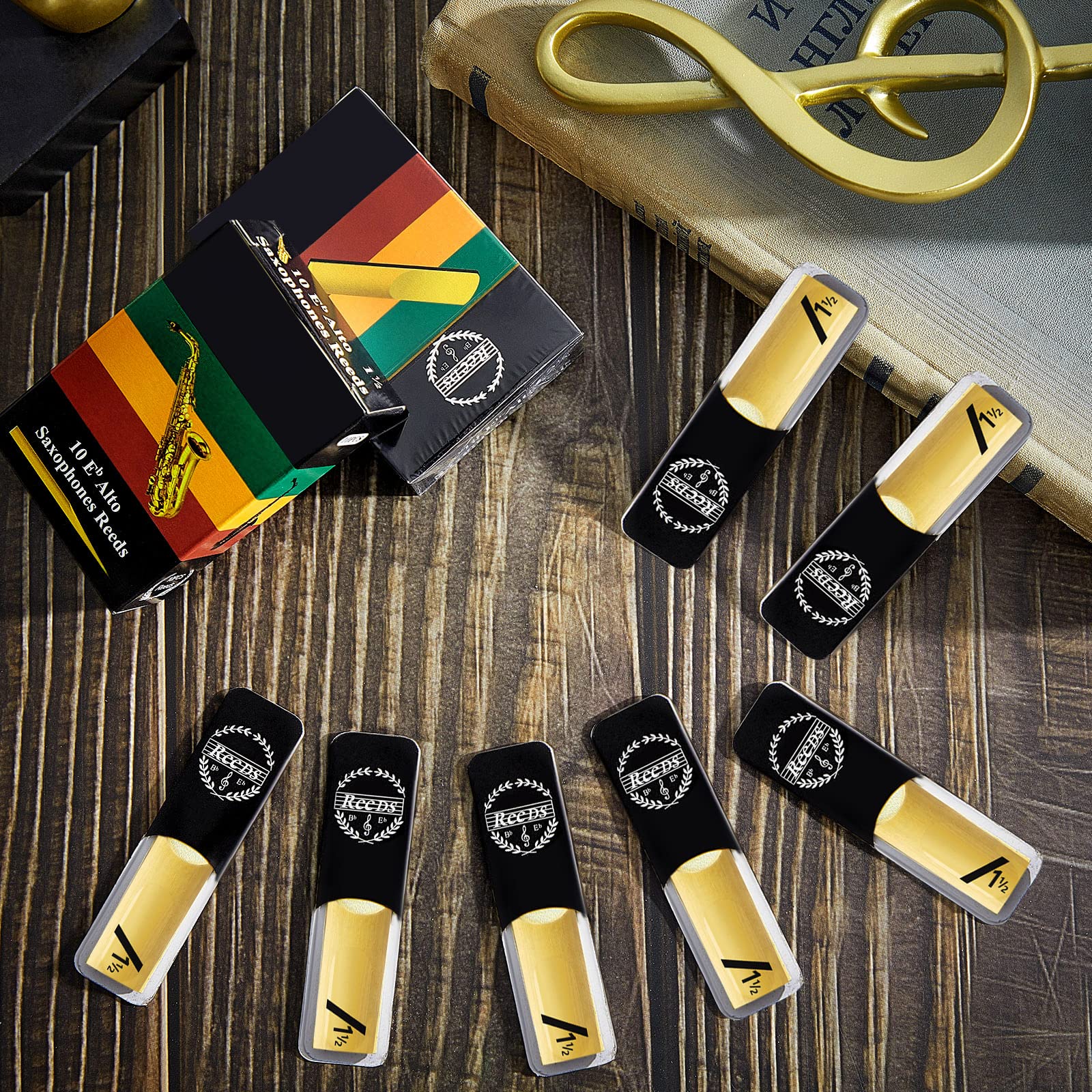 Yeshone 20 Pieces Alto Saxophone Sax Reeds Bamboo Saxophone Reeds With Individual Case For Clarinet Soprano Or Alto Sax,1.5 In S