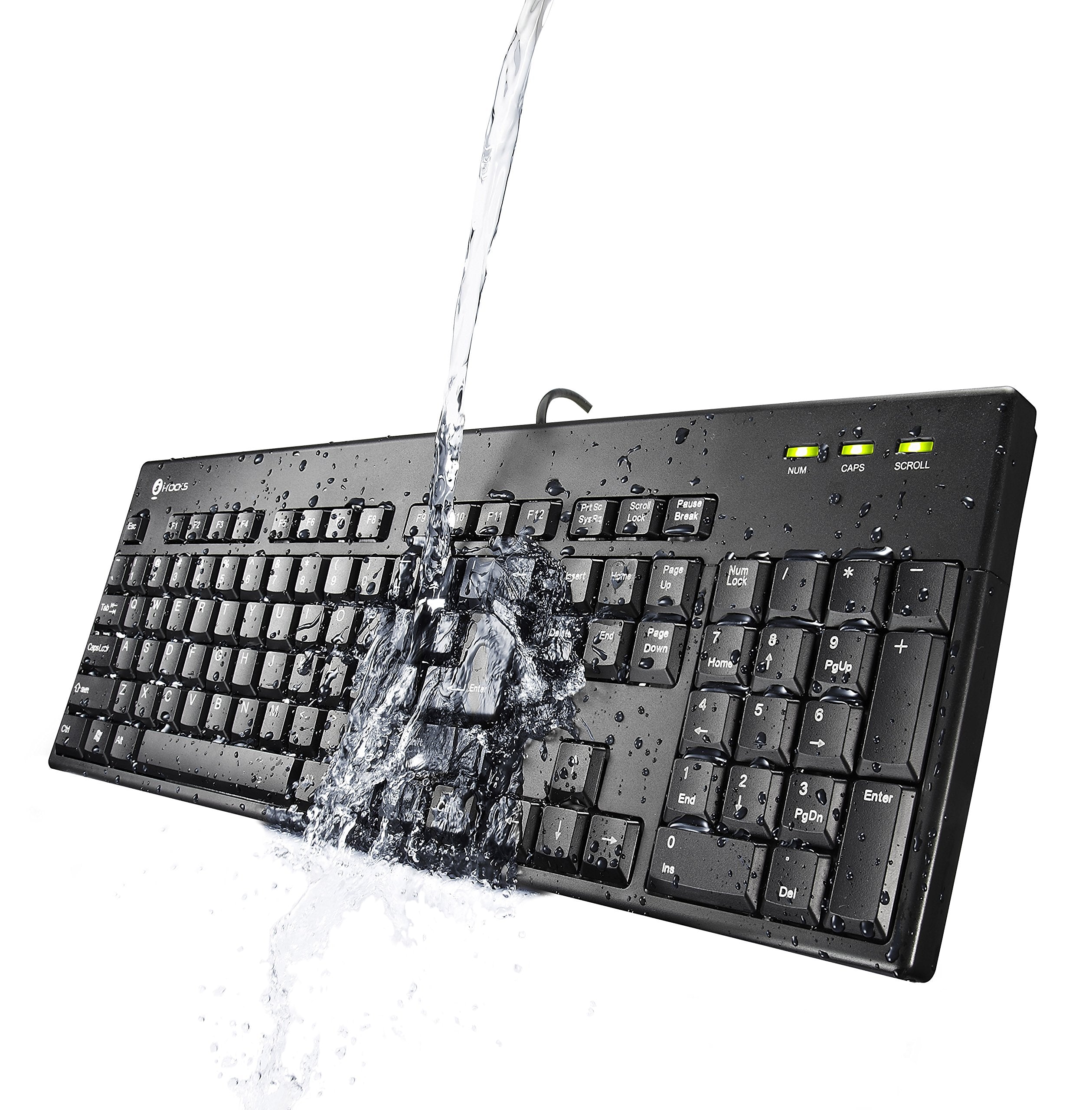 I-Rocks Washable Keyboard, Black (IRK32W-BK)