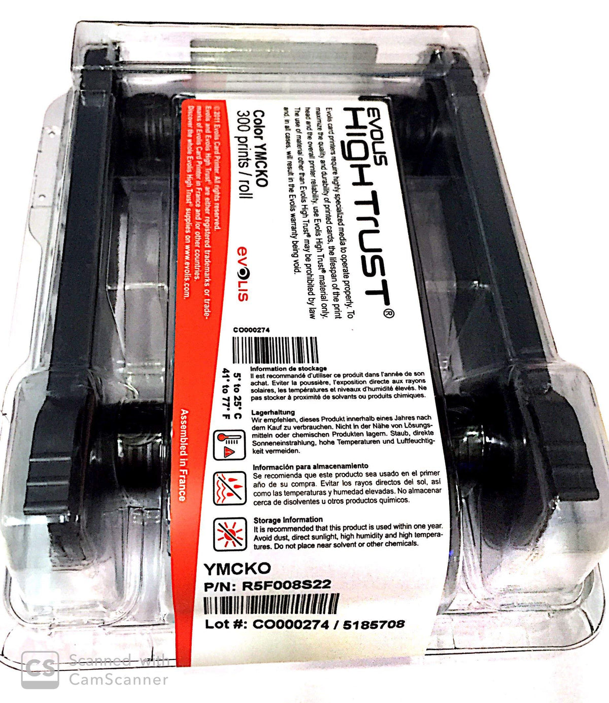 Evolis R5F008Aaa Consumables, Ymcko Color Ribbon, Primacy Compatible, 300 Prints, 1 Roll