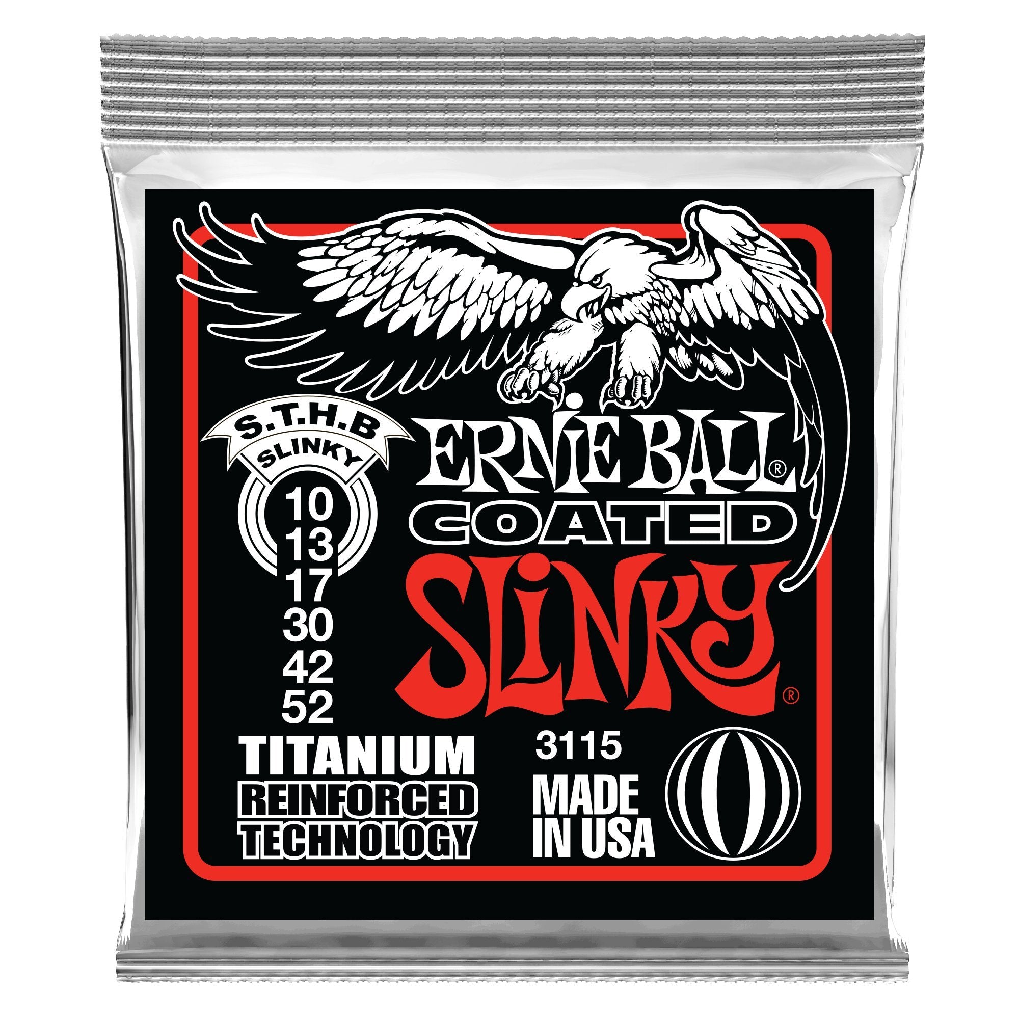 Ernie Ball Skinny Top Heavy Bottom Slinky Coated Titanium Rps Electric Guitar Strings 10 52 Gauge