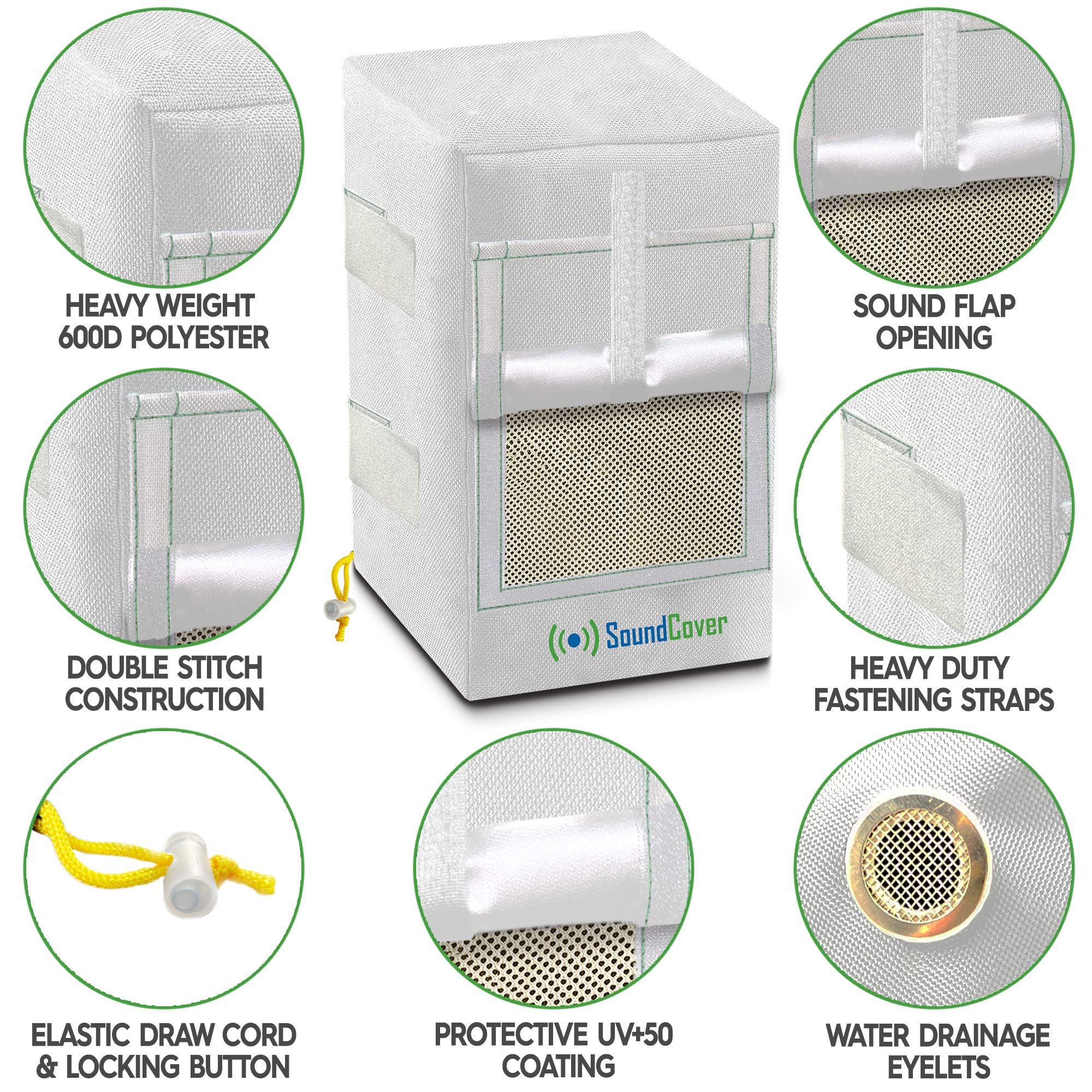 Two Large Speaker Covers For C Bracket Mounted Outdoor Speakers In White, Heavy Weight Waterproof Uv Protection   Fits Definitiv