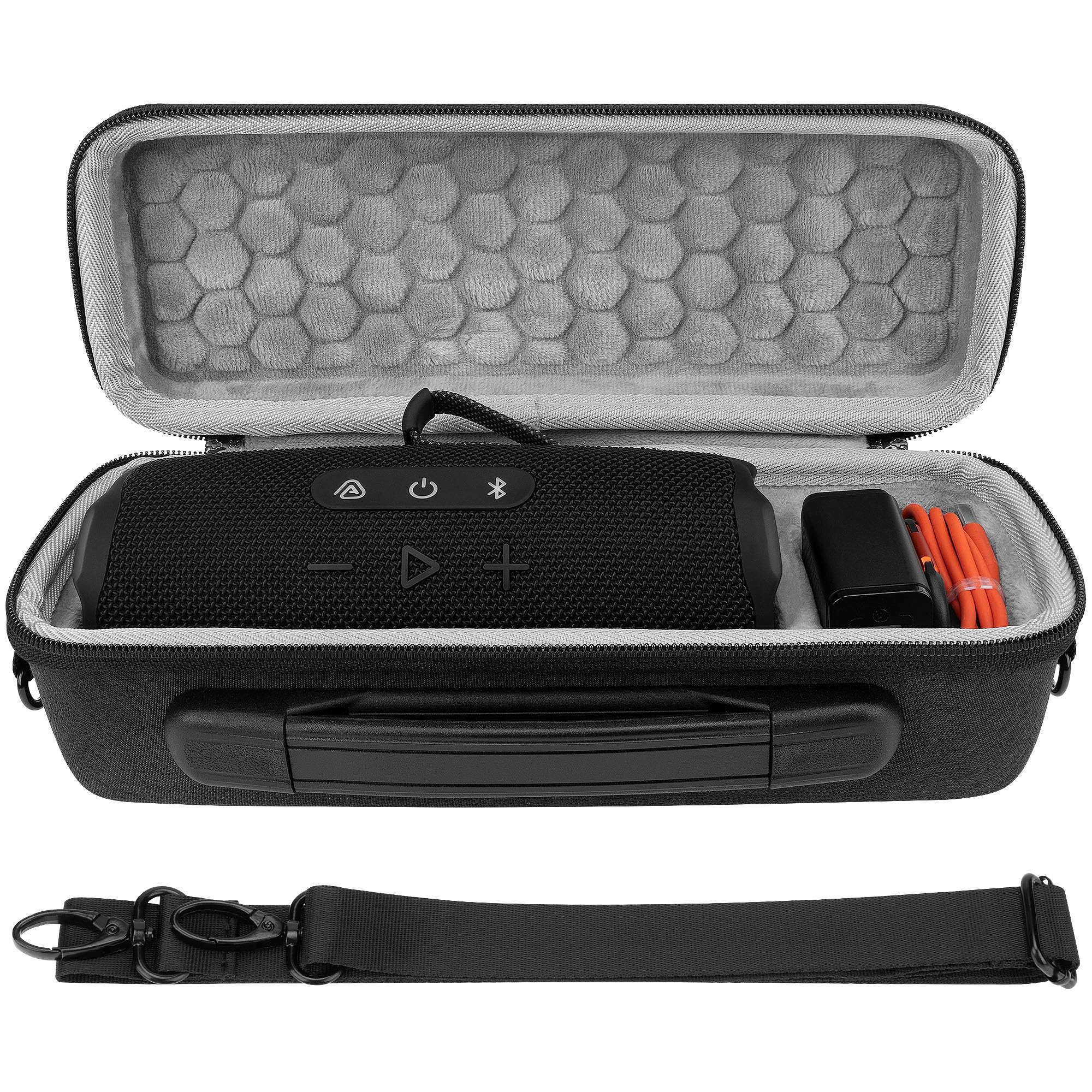 Geekria Shield Speaker Case Compatible With Jbl Flip 7/6/5 Replacement Hard Shell Portable Protective Carrying Bag With Cable St
