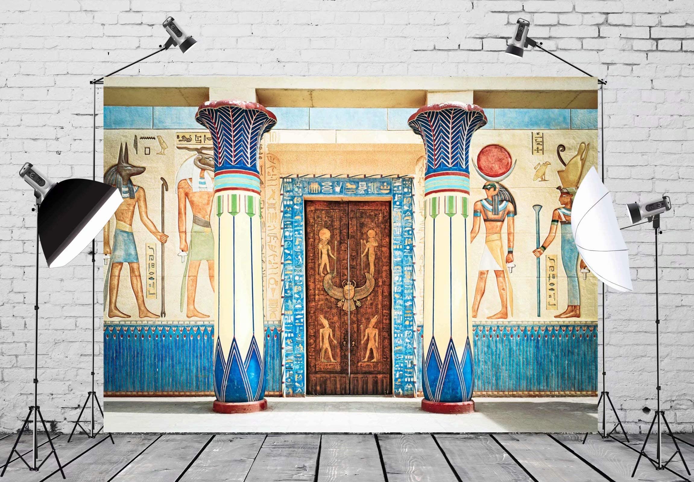 Beleco 7X5Ft Fabric Egyptian Backdrop Ancient Egyptian Writing Pharaoh Hieroglyphics Egypt Photography Backdrop Wall Mural Ancie