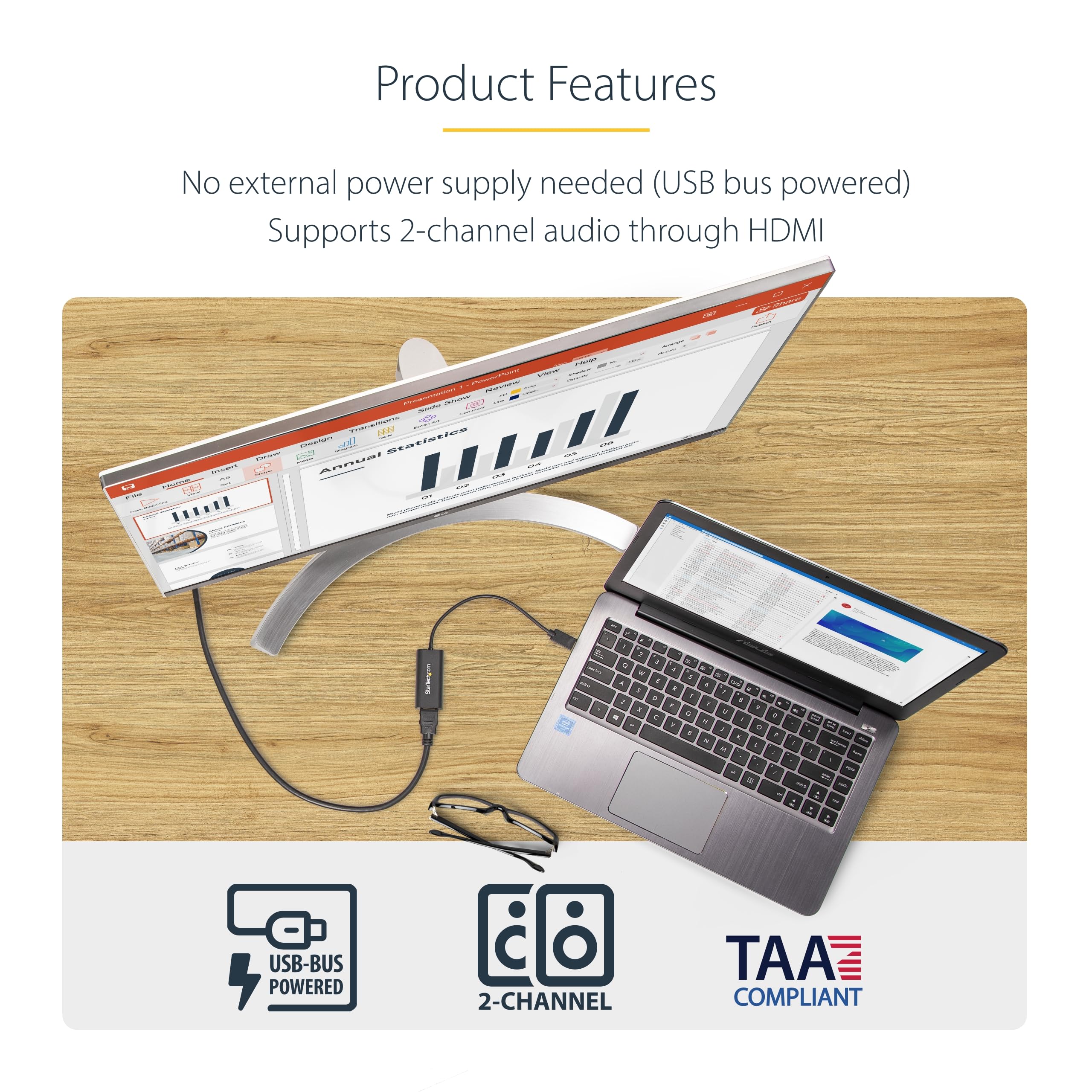 Startech.Com Usb 3.0 To Hdmi Adapter   1080P (1920X1200)   Slim/Compact Usb Type A To Hdmi Display Adapter Converter For Monitor