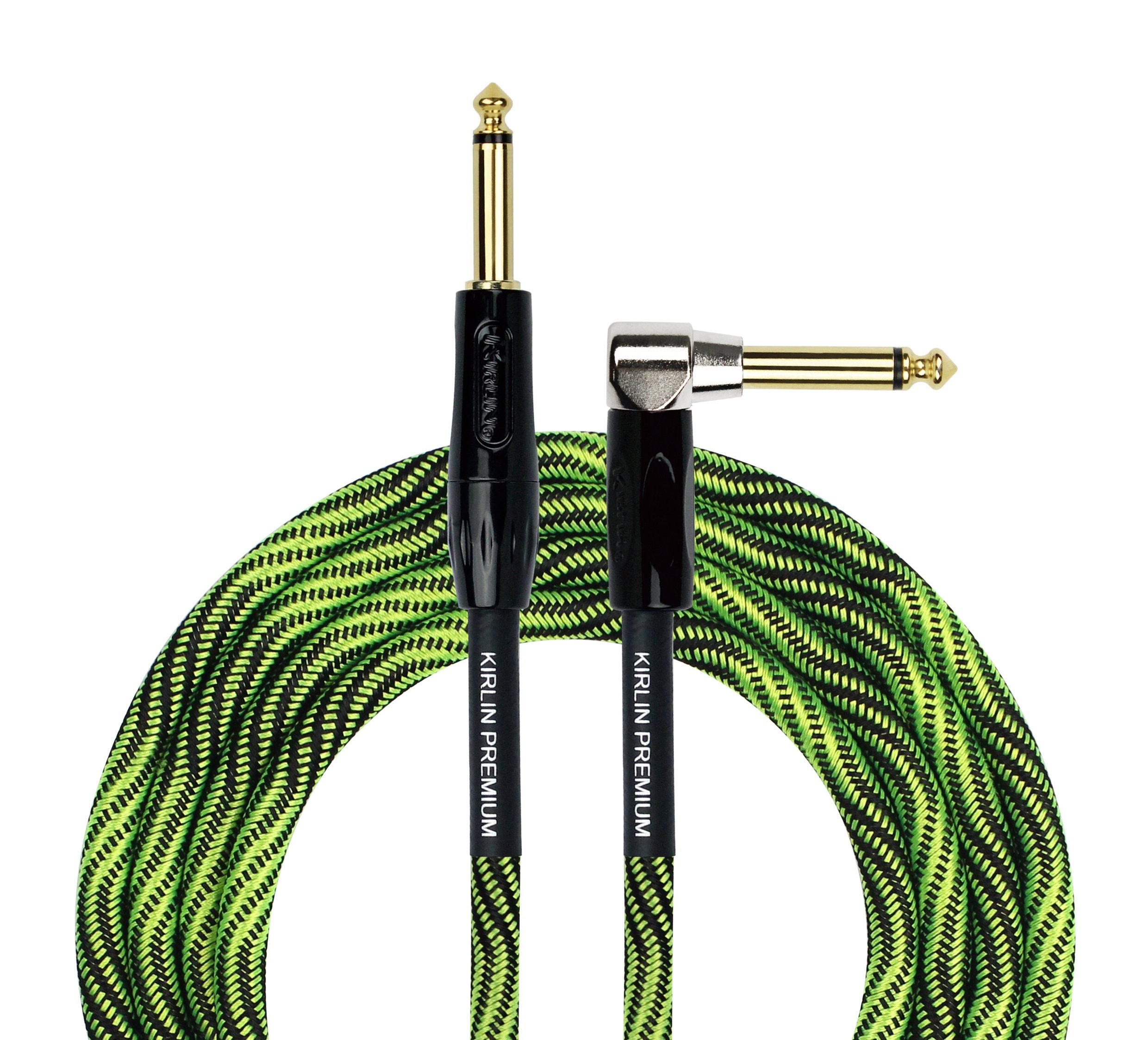 Kirlin Cable Iwb Instrument Cable, 1/4 Inch Right Angle To Straight, Black Green Wave, 10Ft (Iwb 202 Bfgl 10/Wbg)