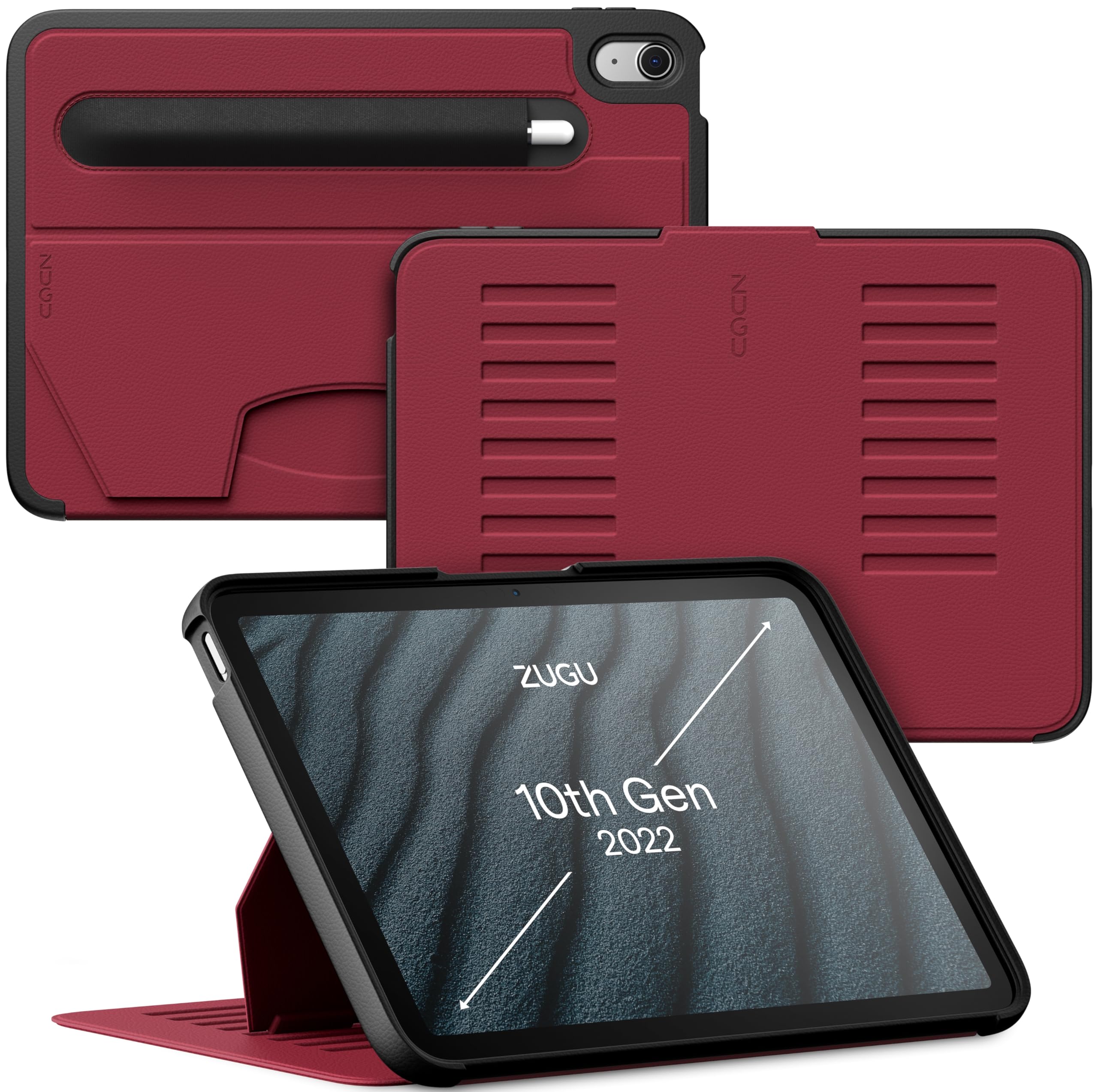 Zugu Case For Ipad 10.9 Inch Case Ipad 10Th Generation Case (2022) | Slim Protective Case | Magnetic Stand & Sleep/Wake Cover 10Th Gen Ipad Case | Model #S A2696, A2757, A2777 | Scarlet Red