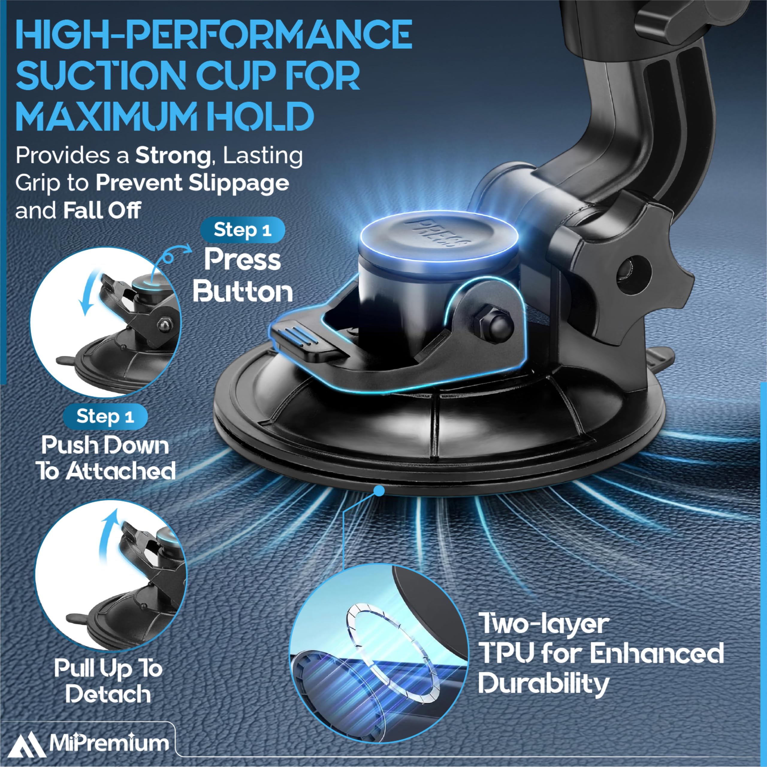 Mipremium Car Suction Cup Mount For Gopro Hero 13 12 11 10 9 8 7 6 5 4 3 3+ 2 Session Black Silver Xiaoyi 4K Sjcam Yi Sports Act