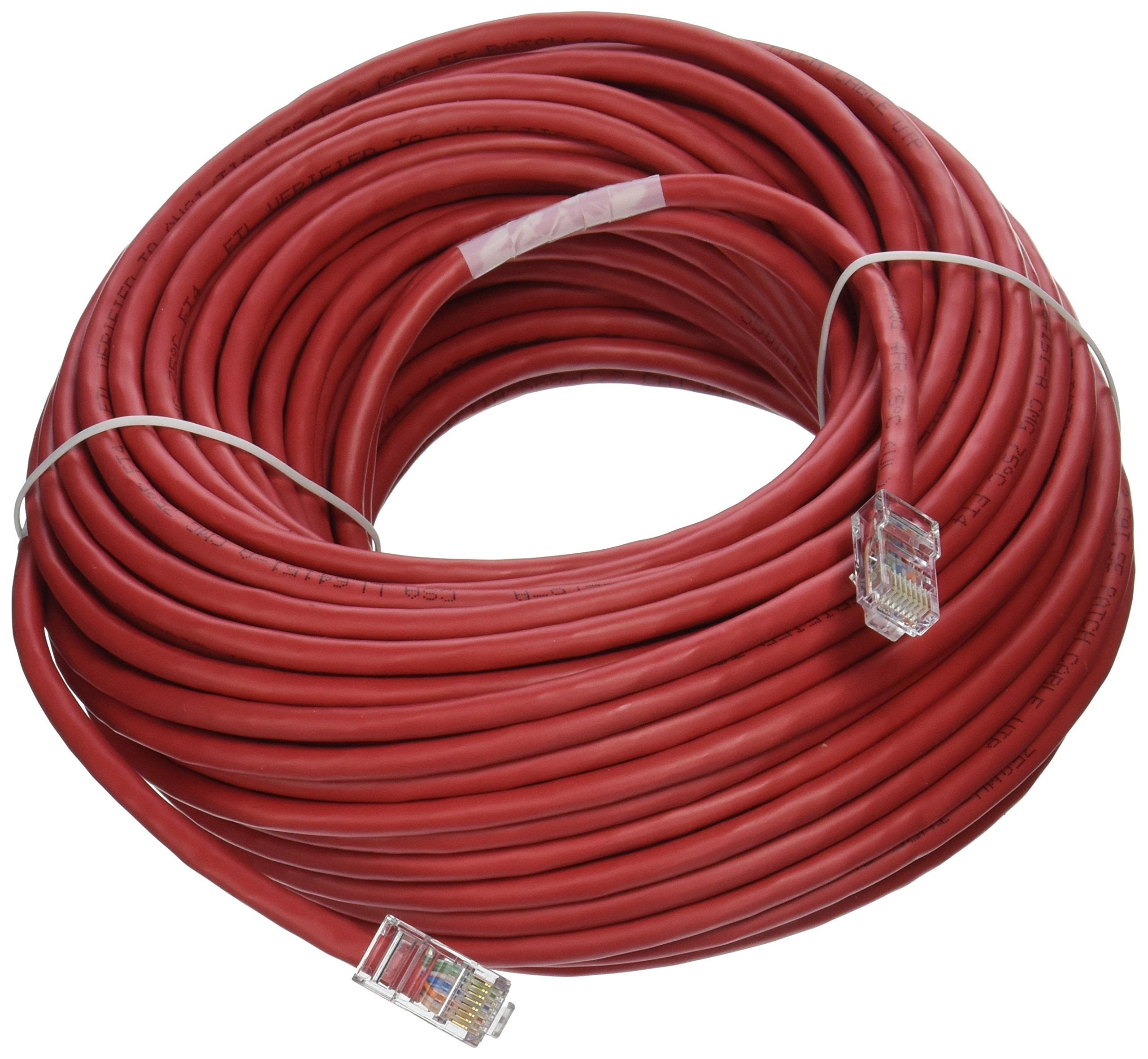 C2G 24520 Cat5E Crossover Cable   Non Booted Unshielded Network Crossover Patch Cable, Red (100 Feet, 30.48 Meters)