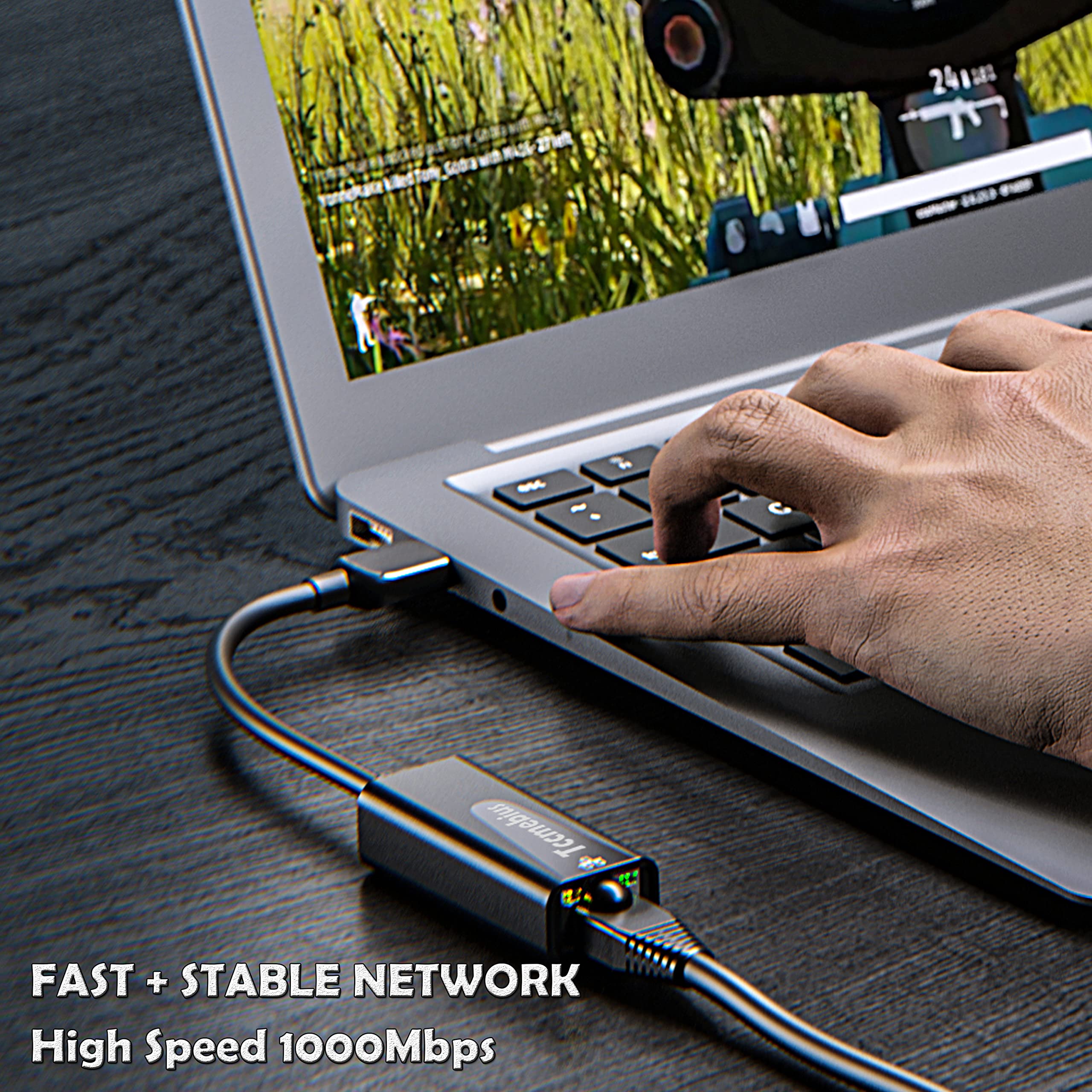 Tccmebius Usb Ethernet Adapter, Usb 3.0 To 10/100/1000 Gigabit Ethernet Lan Network Adapter Compatible With Nintendo, Macbook, S