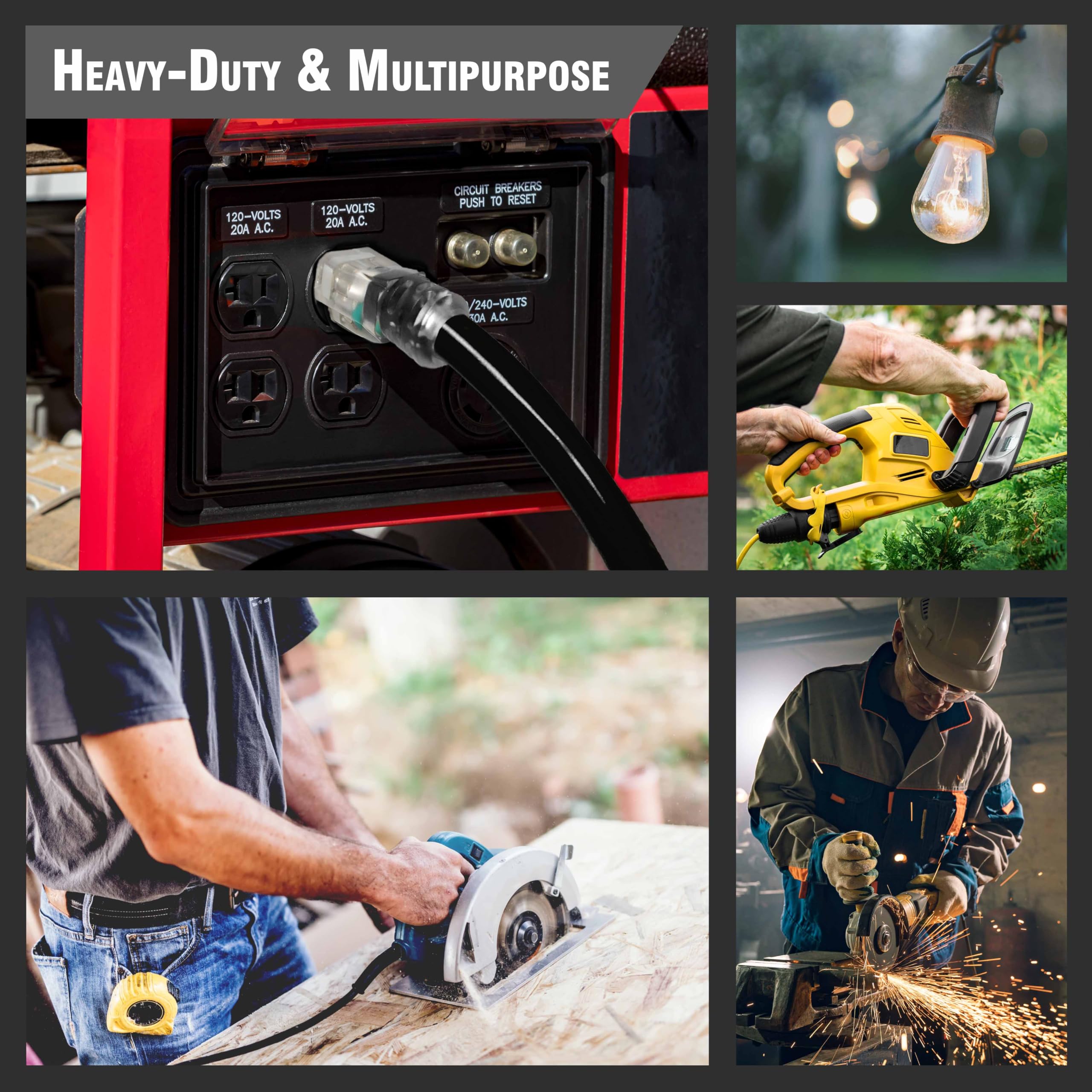 6 Ft   12 Gauge Heavy Duty Extension Cord   Lighted Sjtw   Indoor/Outdoor Extension Cord By Watt'S Wire   6' 12 Gauge Grounded 1