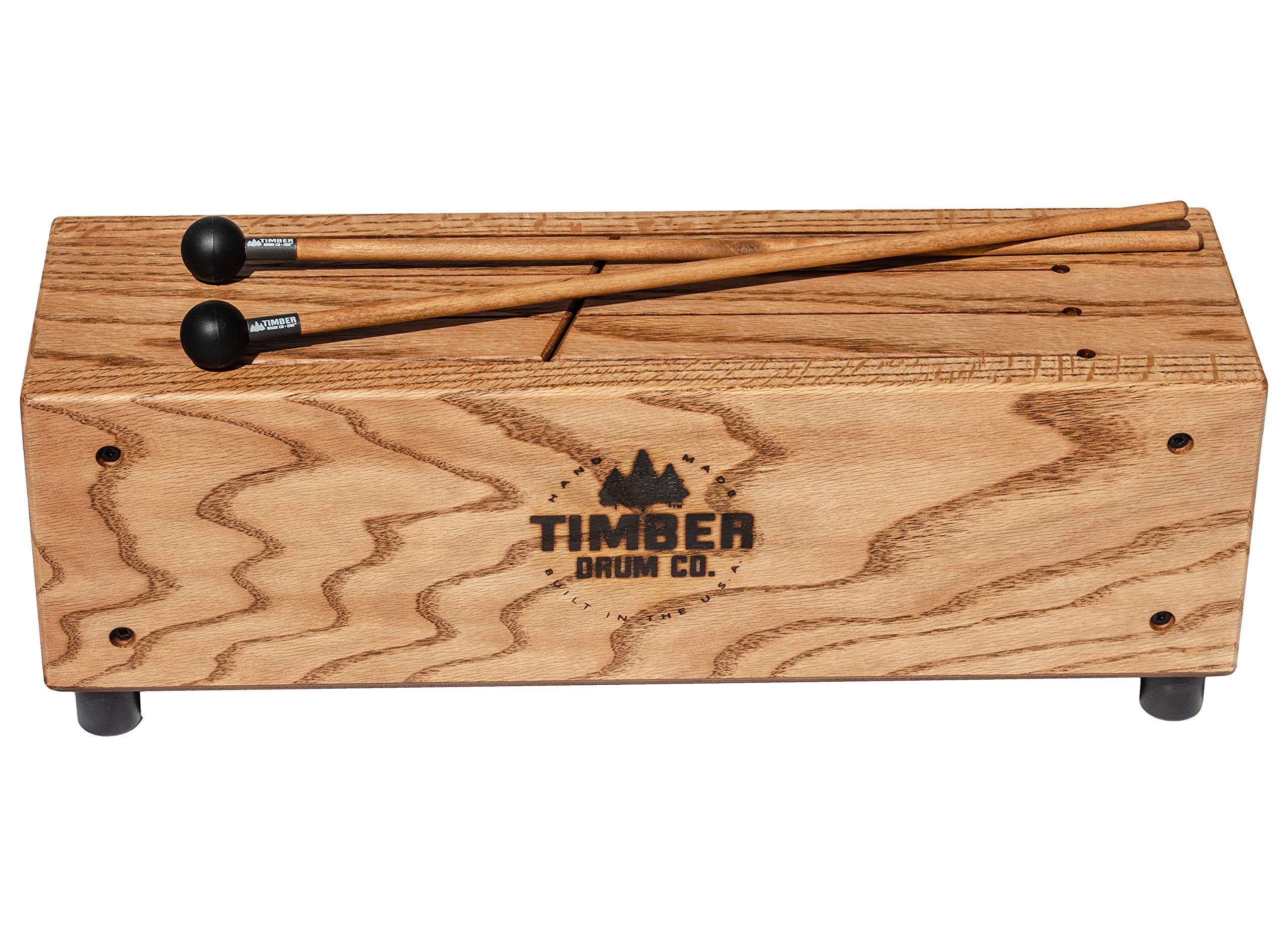 Timber Drum Co. Slit Tongue Log Drum With Mallets   Made In U.S.A.   Six Soft Melodic Notes From Pre Tuned Scale For Pleasant So