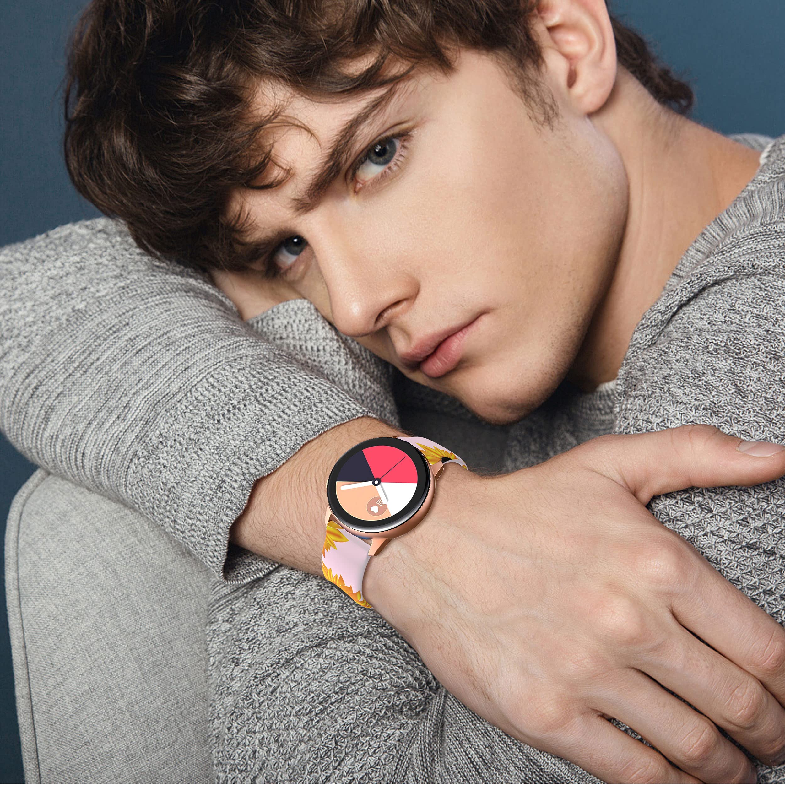 Toolaik Floral Bands Compatible With Samsung Galaxy Watch 7 6 5 4 Active 2 Watch Band 40Mm /44Mm, 40Mm, 20Mm Silicone Watch Band