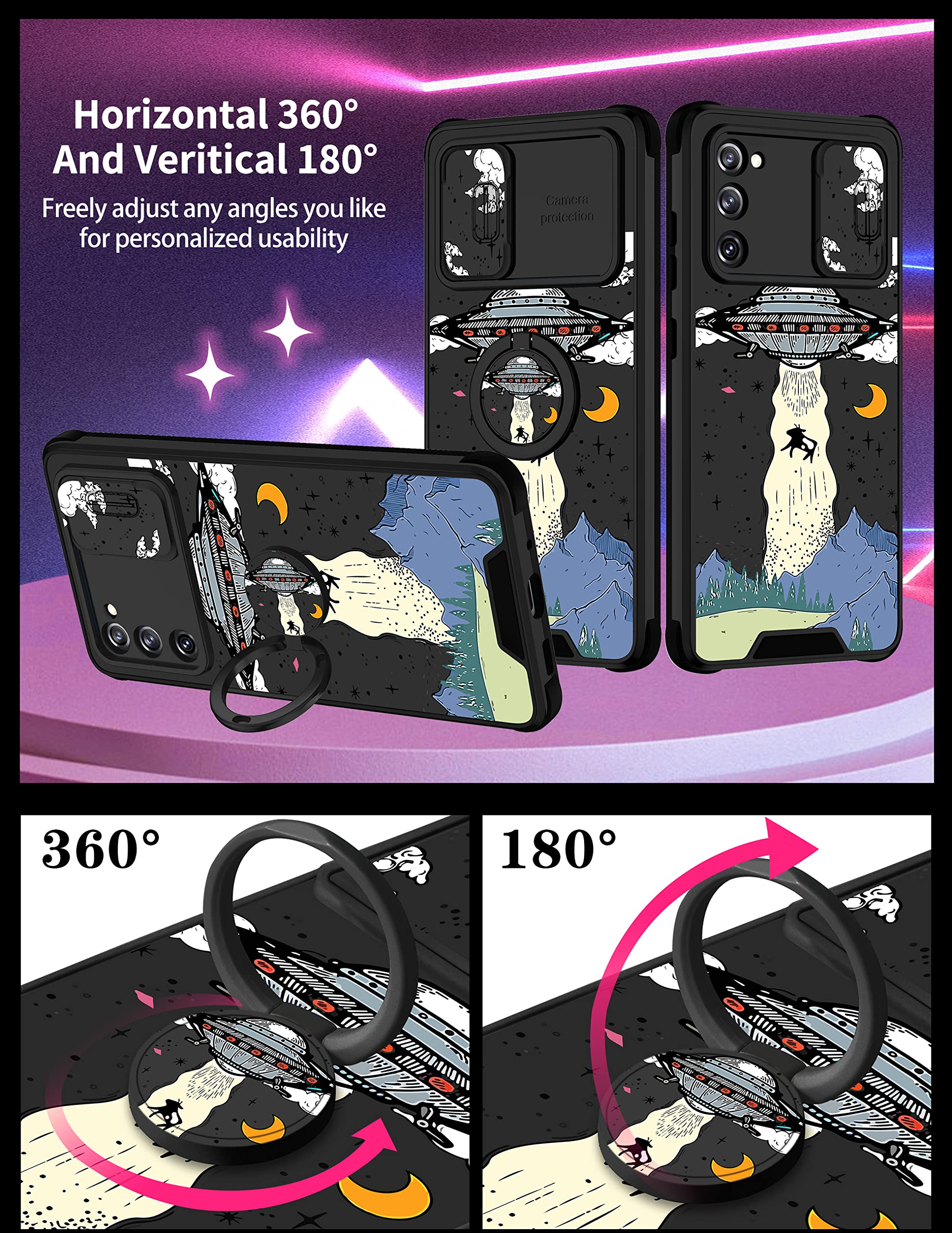 Goocrux [2In1 For Samsung Galaxy S20 Fe 5G Case For Women Men Girls Cute Ufo Phone Cover Fashion Aliens Universe Pattern Design