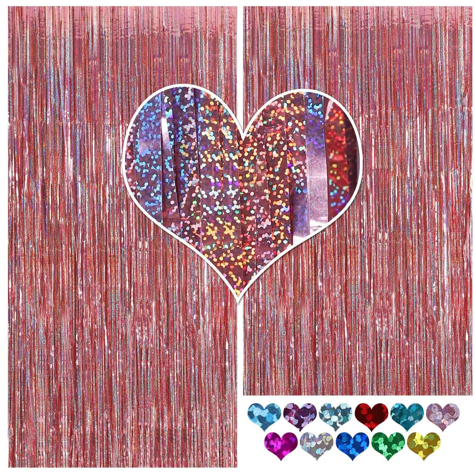 Foil Fringe Backdrop,Cylmfc 3Ft X 8Ft Tinsel Foil Fringe Curtains,Sparkle Fringe Curtains For Party Photo Background Decoration,