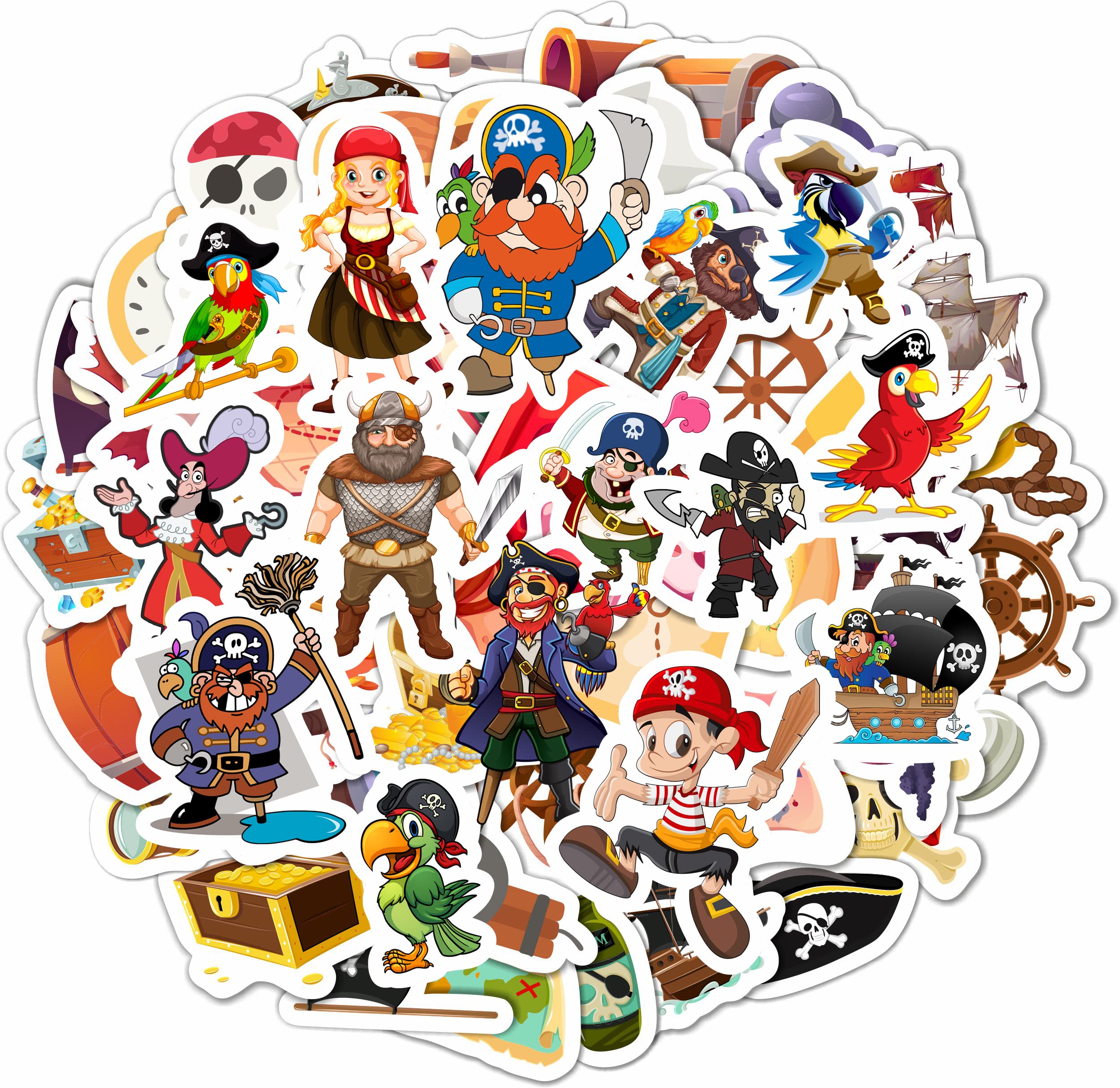 100Pcs Pirate Stickers, Pirate Skull And Crossbones Stickers, Pirate Party Favors, Pirate Party Decorations, Pirate Favors, Pira