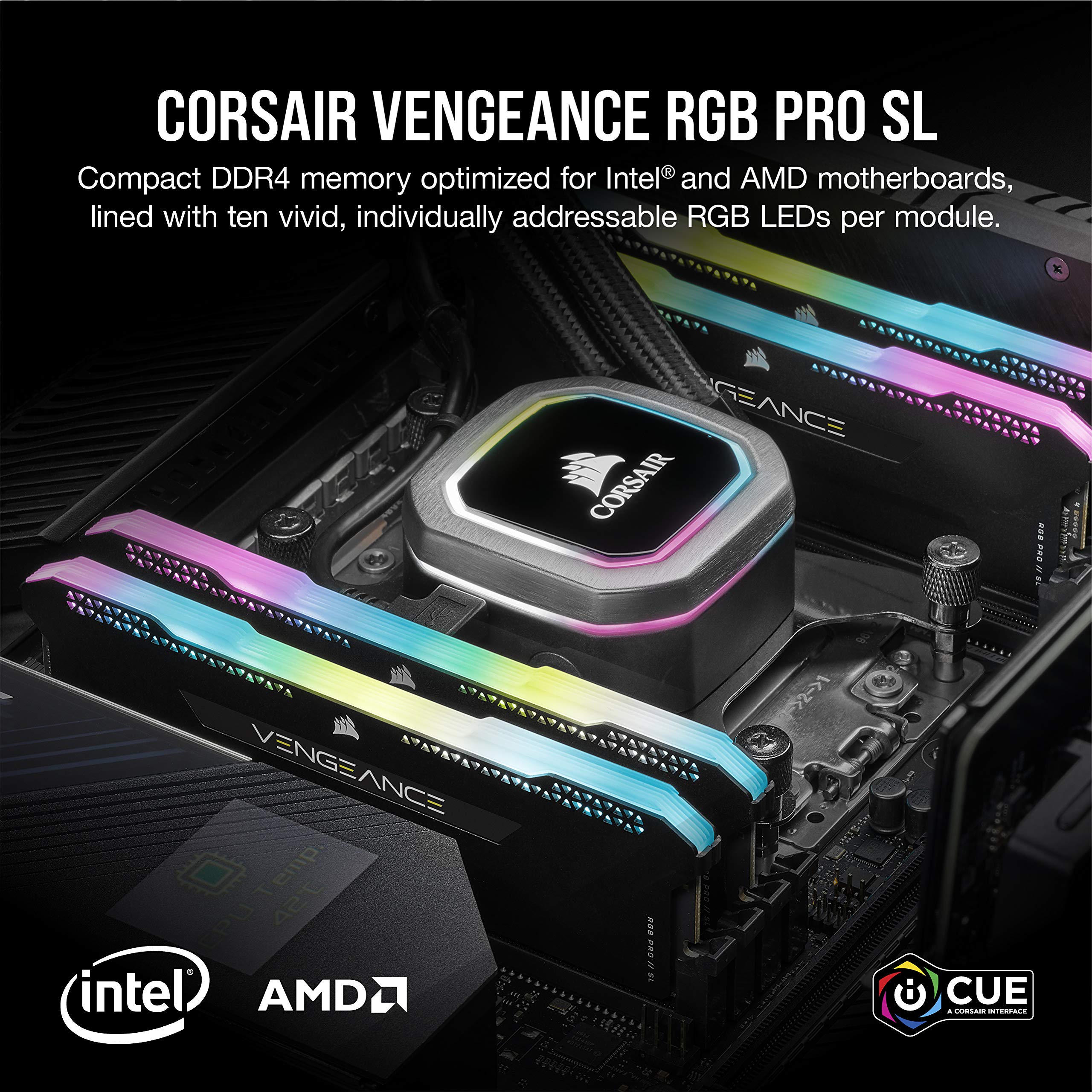Corsair Vengeance Rgb Pro Sl 32Gb (2X16Gb) Ddr4 3200 (Pc4-25600) C16 1.35V Desktop Memory - Black (Cmh32Gx4M2E3200C16)