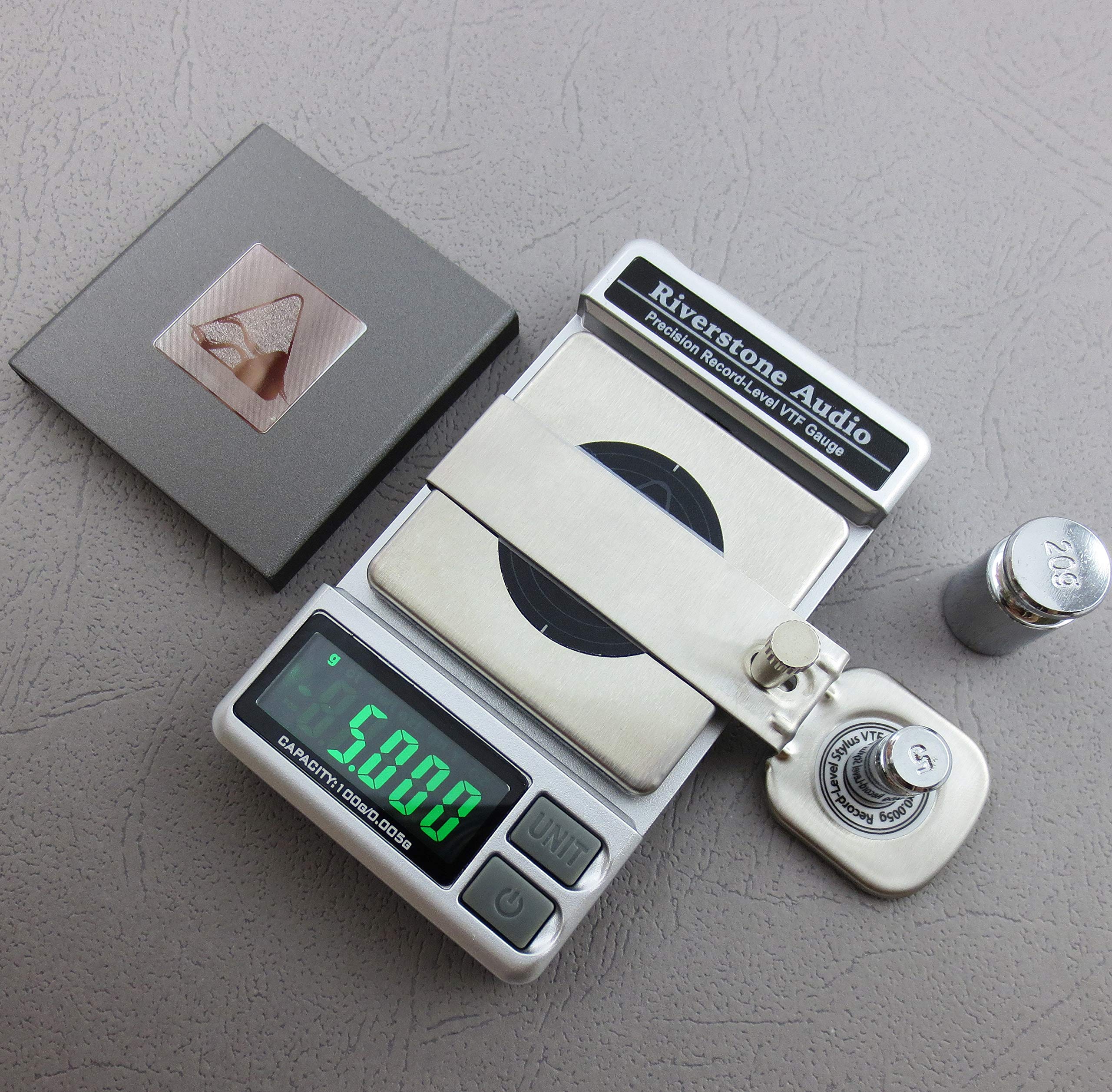 Riverstone Audio Precision Record Level Turntable Stylus Tracking Force Pressure Gauge/Scale 100G, 0.005G Resolution (Silver)