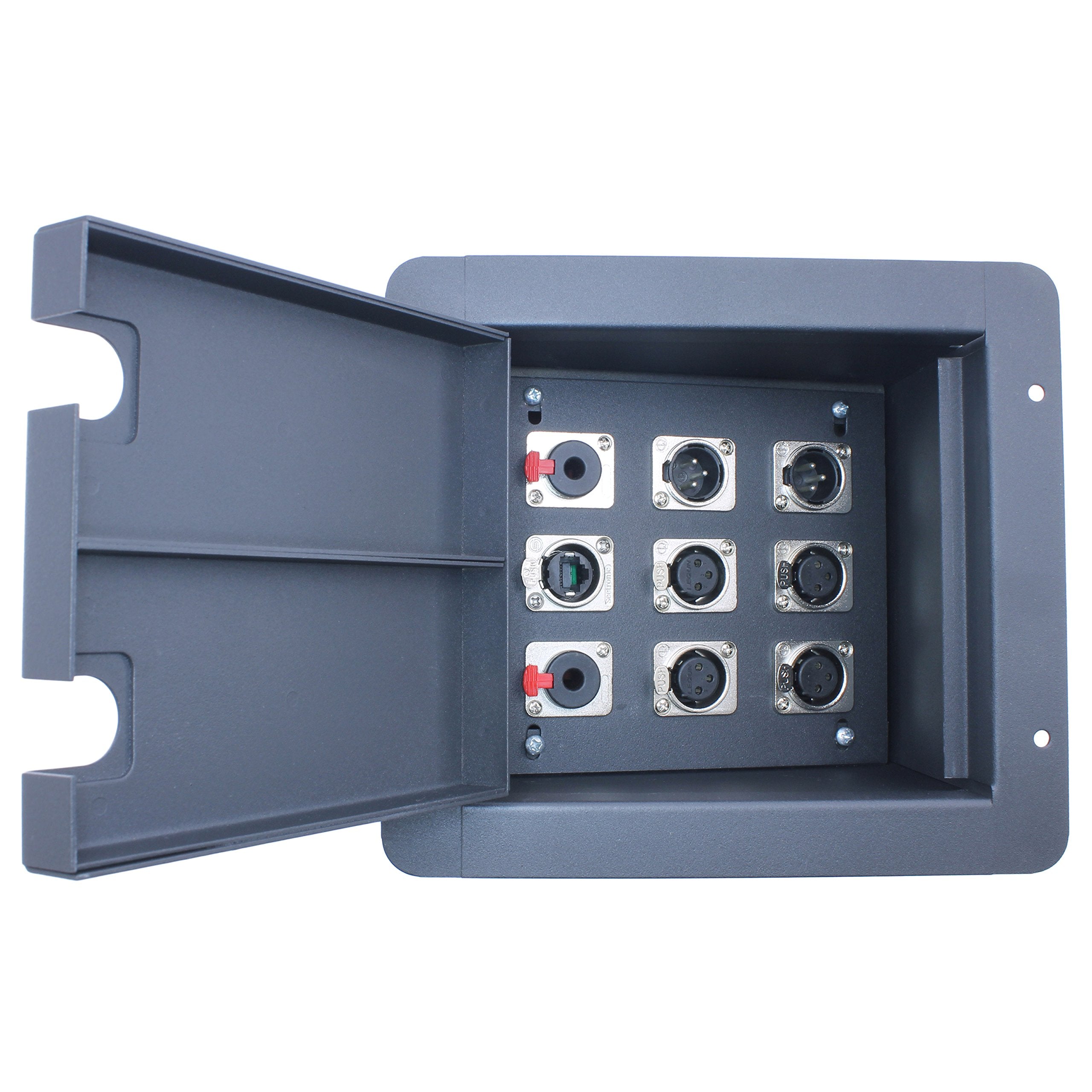 Mcsproaudio Recessed Floor Stage Box: 4 Xlr Female, 2 Xlr Male, 2 1/4' Trs And 1 Cat5   Prewired