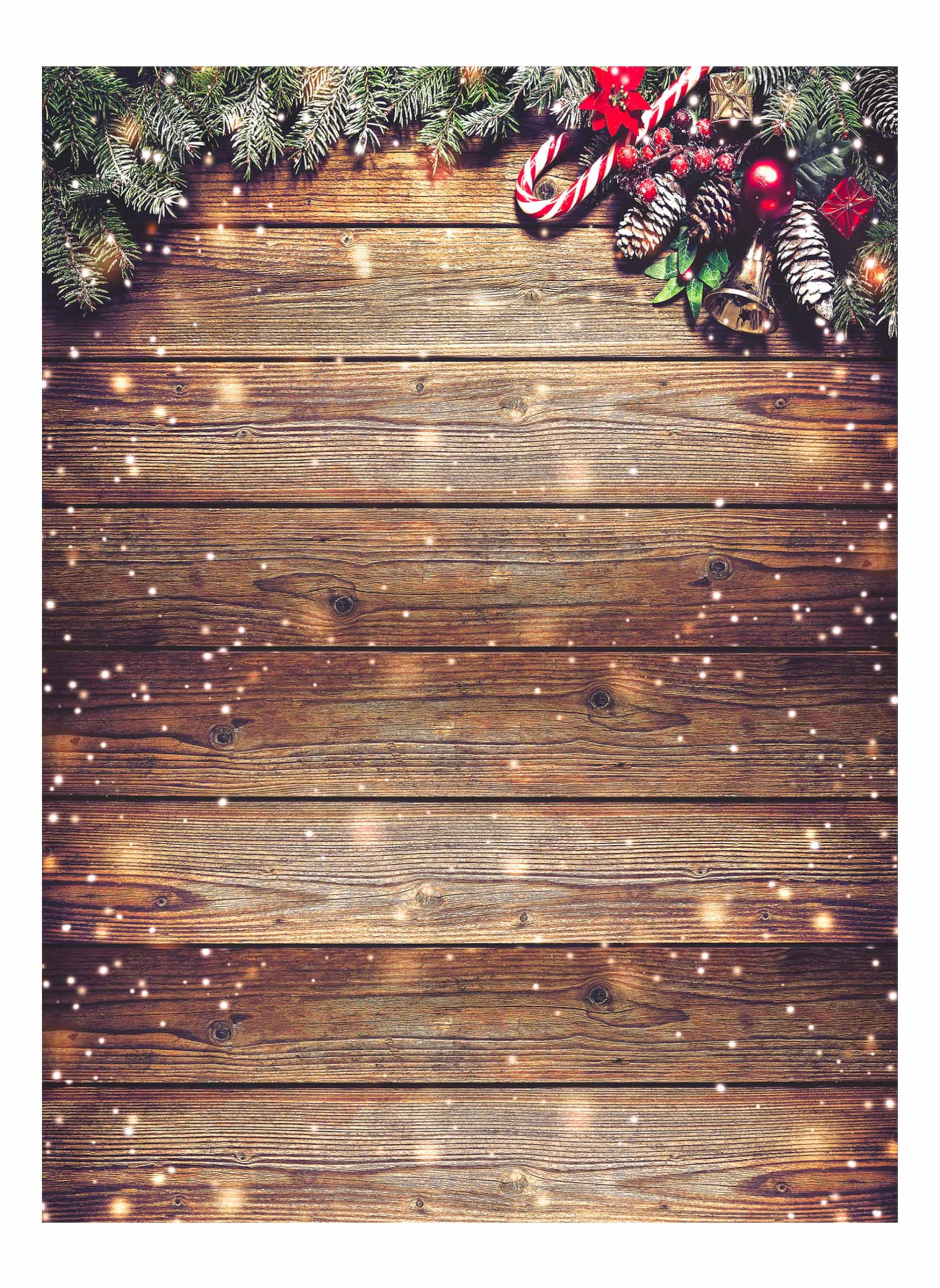 Allenjoy 6X8Ft Soft Fabric Snowflake Gold Glitter Christmas Wood Wall Photography Backdrop Xmas Rustic Barn Vintage Wooden Floor